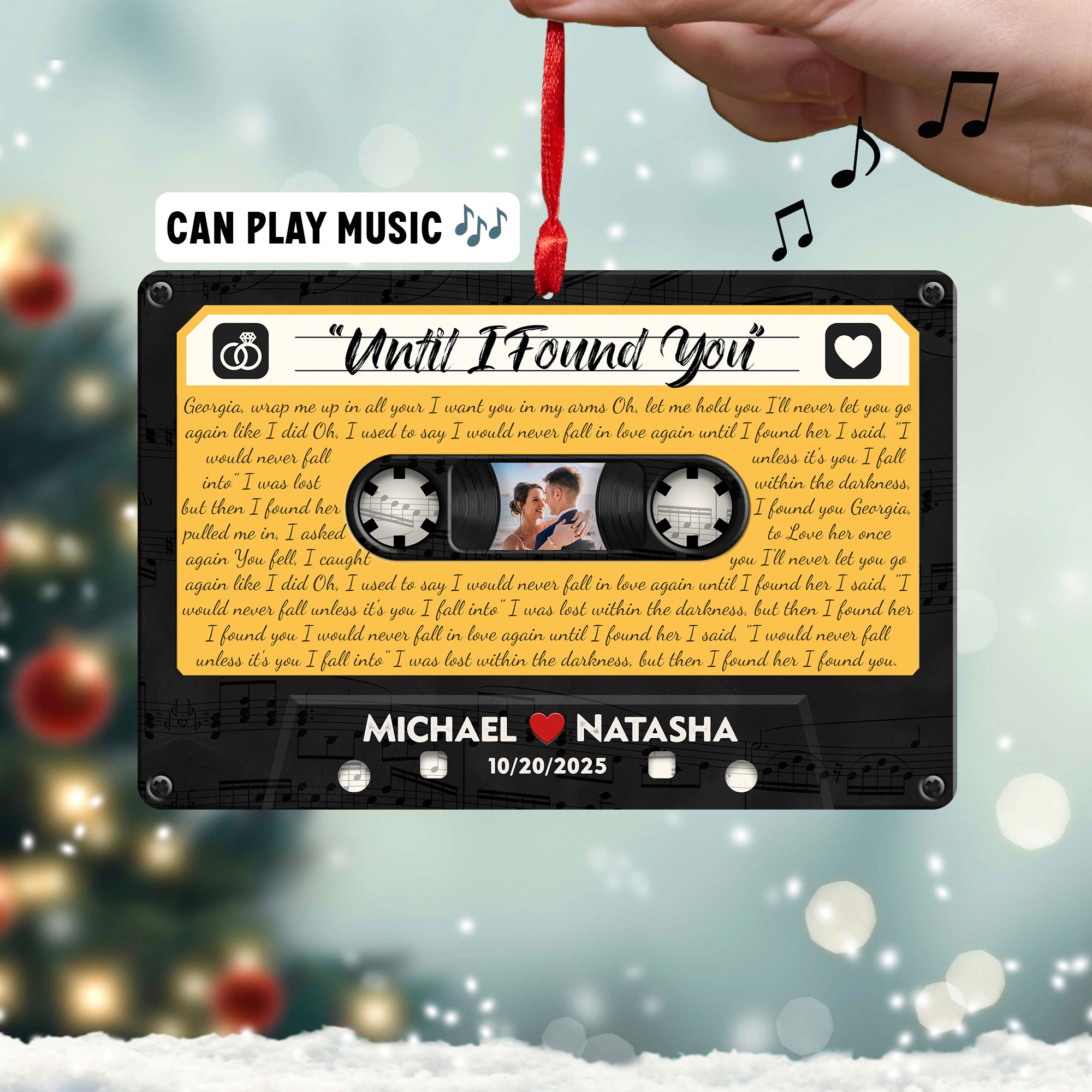 Personalized Music Playing Ornament with Cassette Tape Design