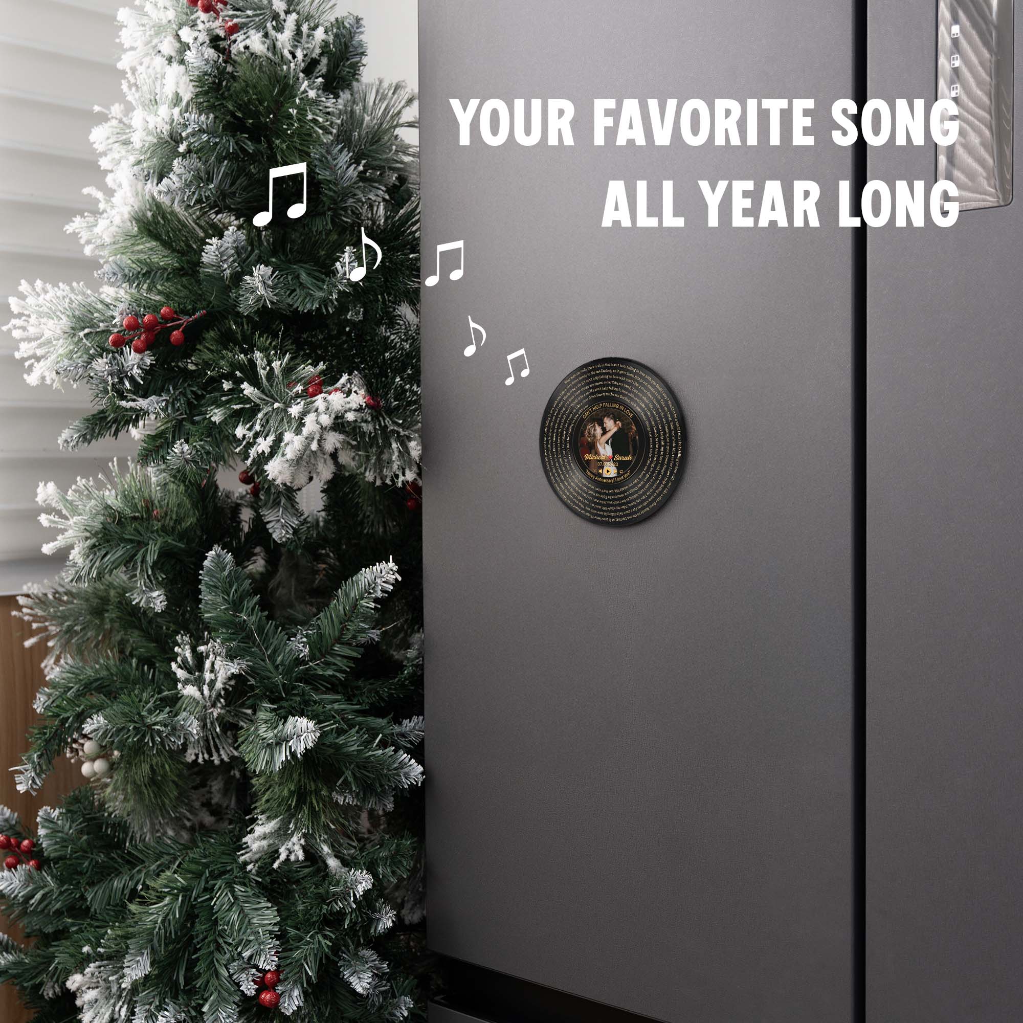 Personalized Music Playing Ornament with Vinyl Record Design