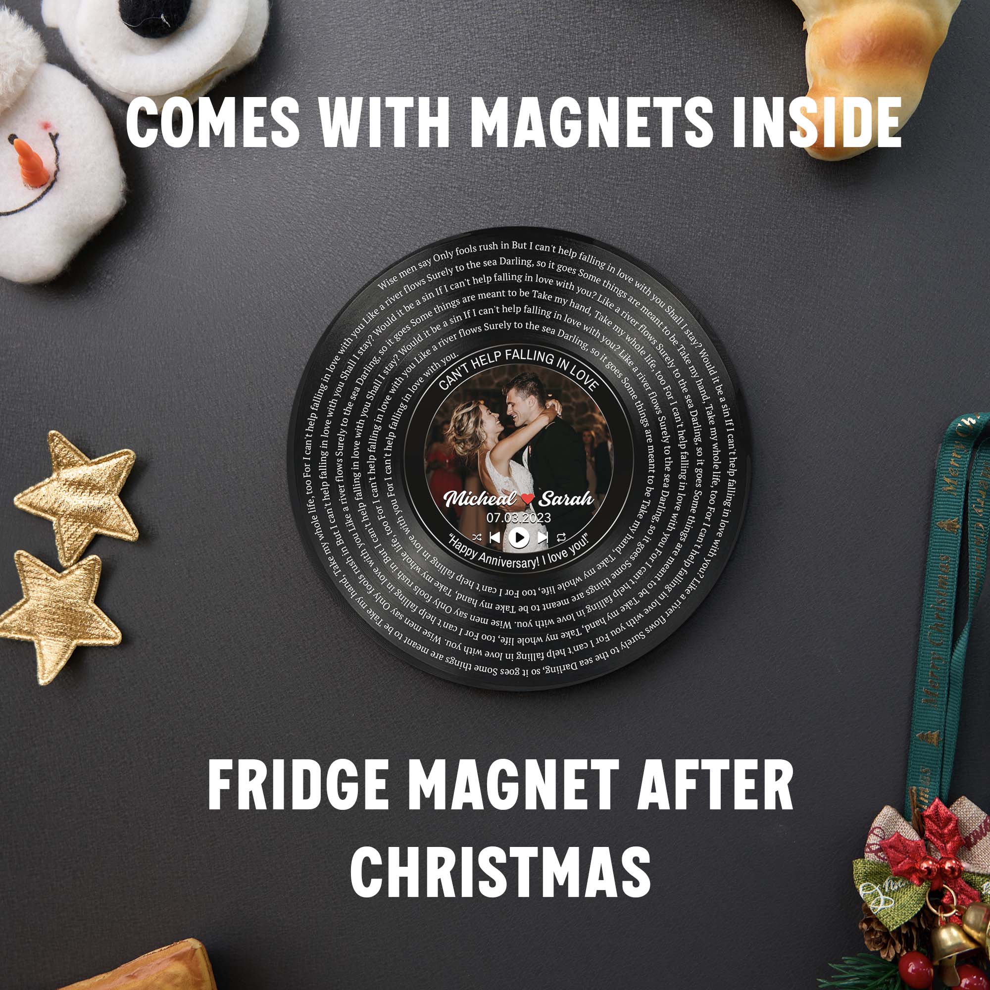 Personalized Music Playing Ornament with Vinyl Record Design