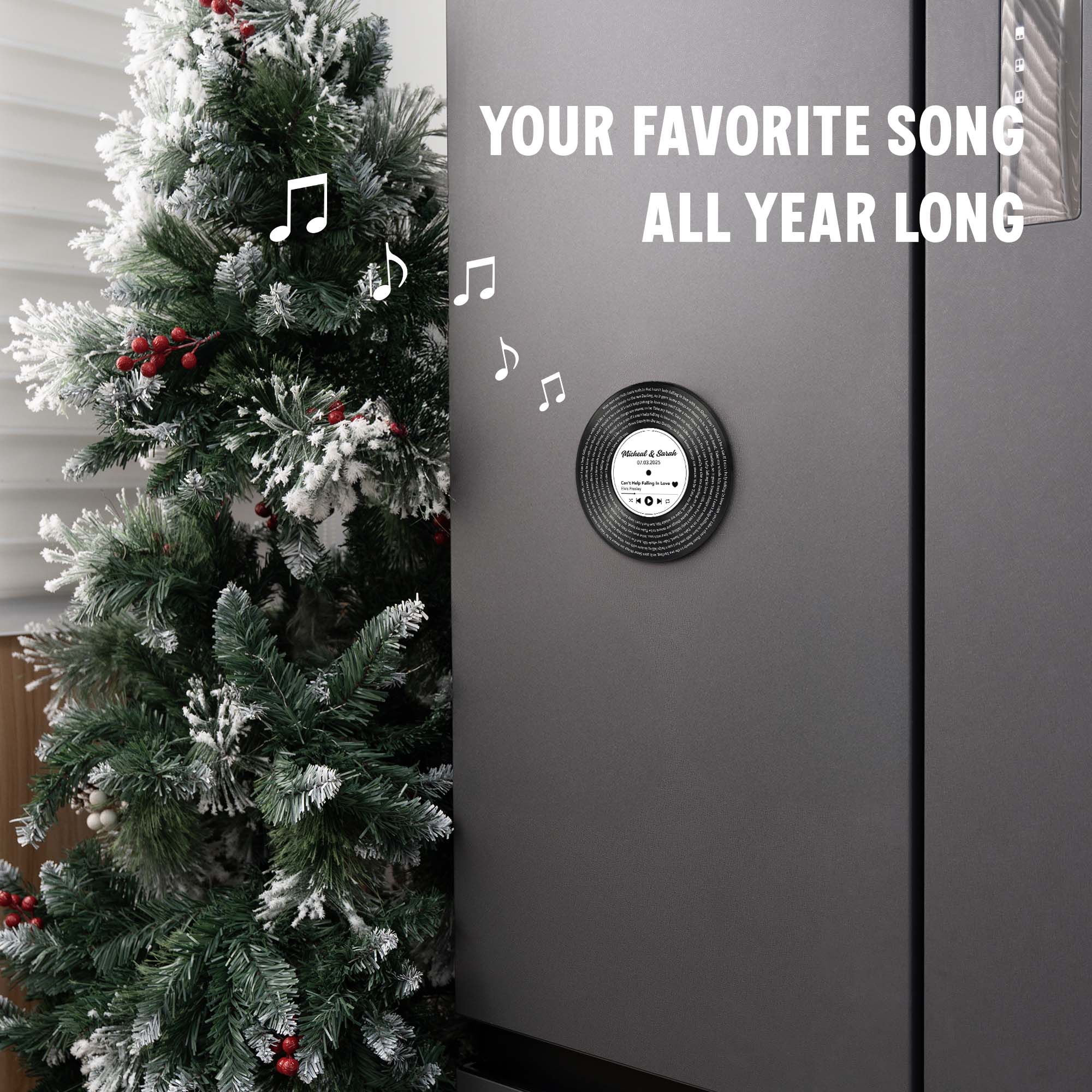 Personalized Music Playing Ornament with Vinyl Record Design