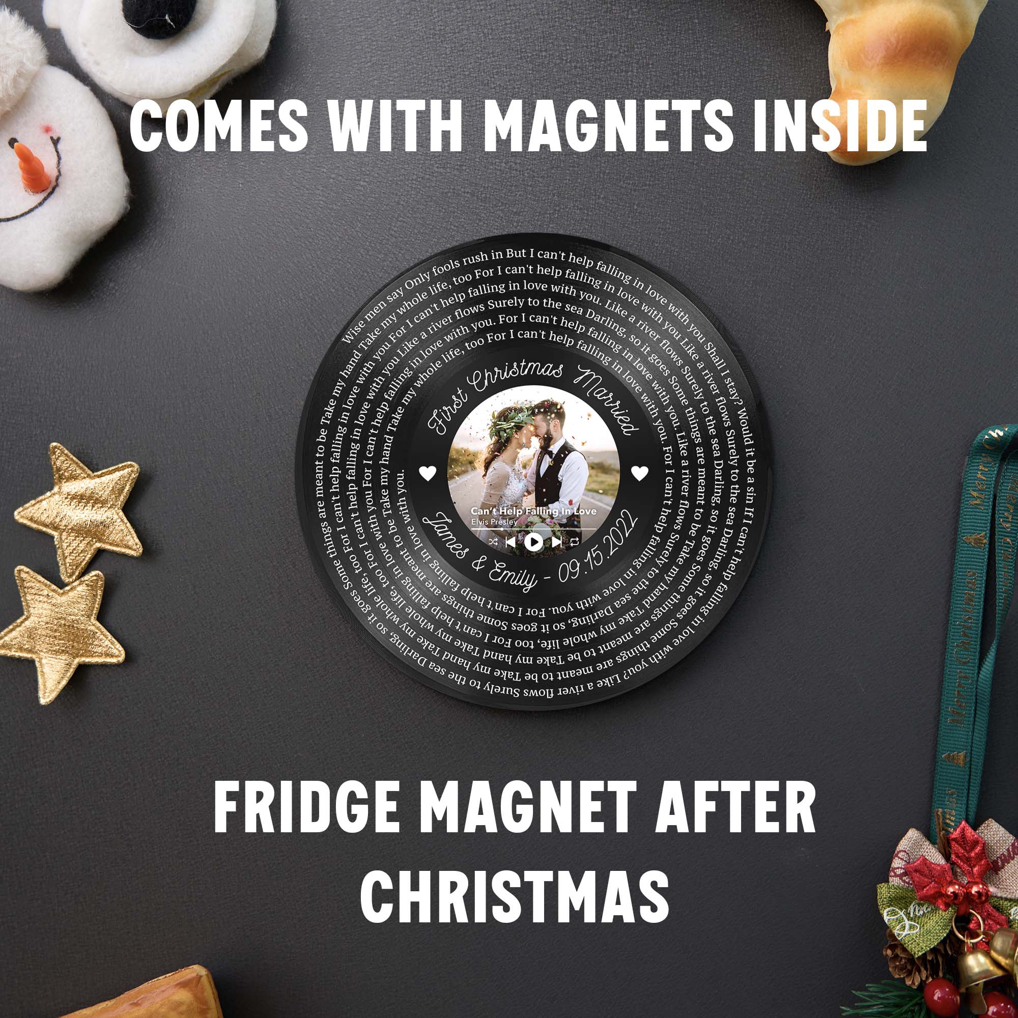 Personalized Music Playing Ornament with Vinyl Record Design