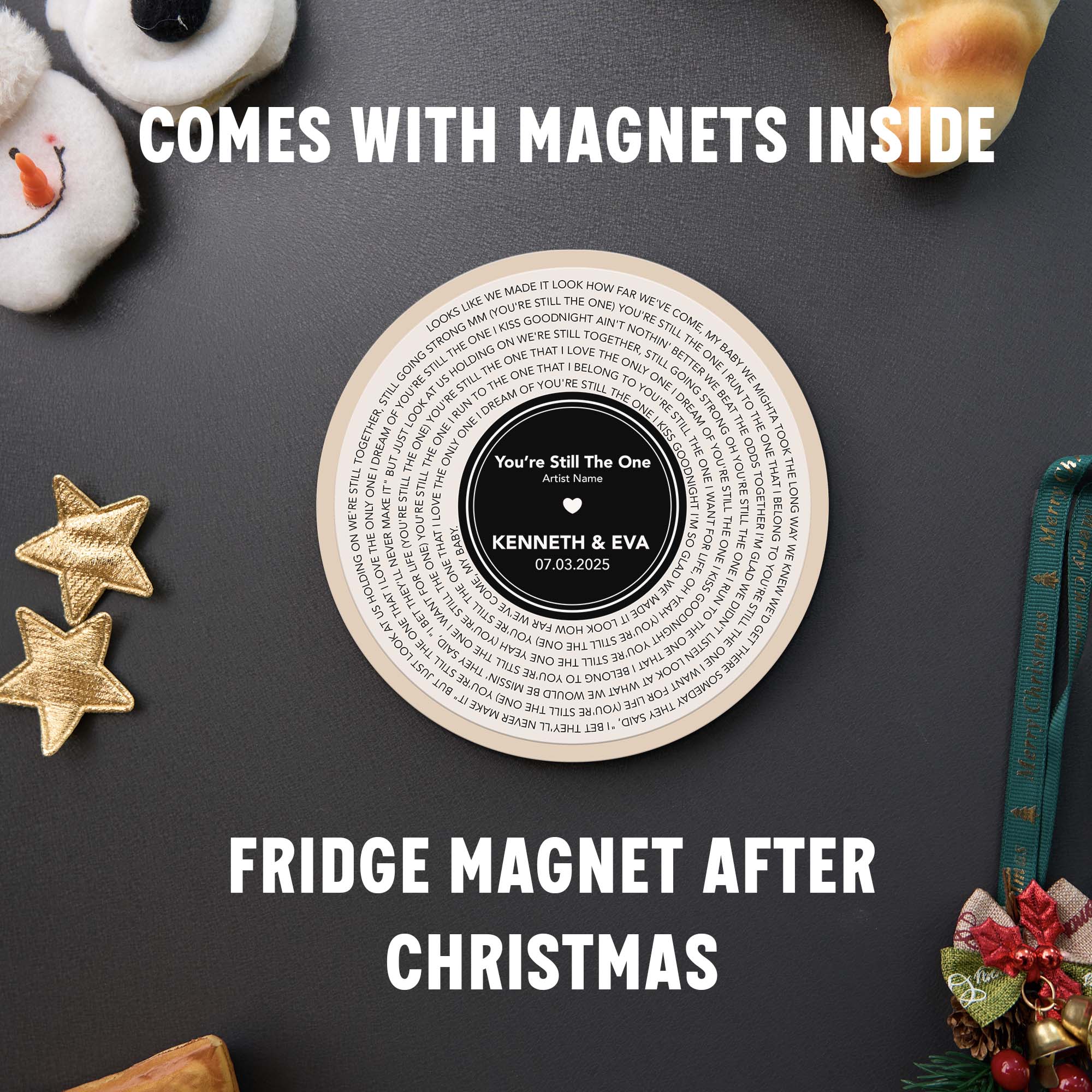 Personalized Music Playing Ornament with Vinyl Record Design