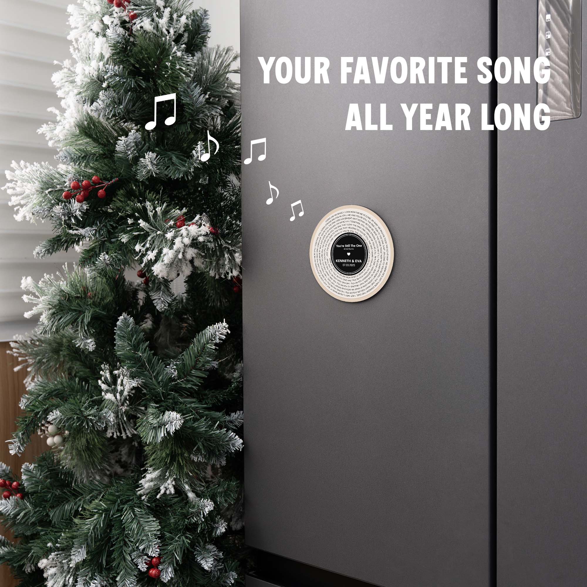 Personalized Music Playing Ornament with Vinyl Record Design