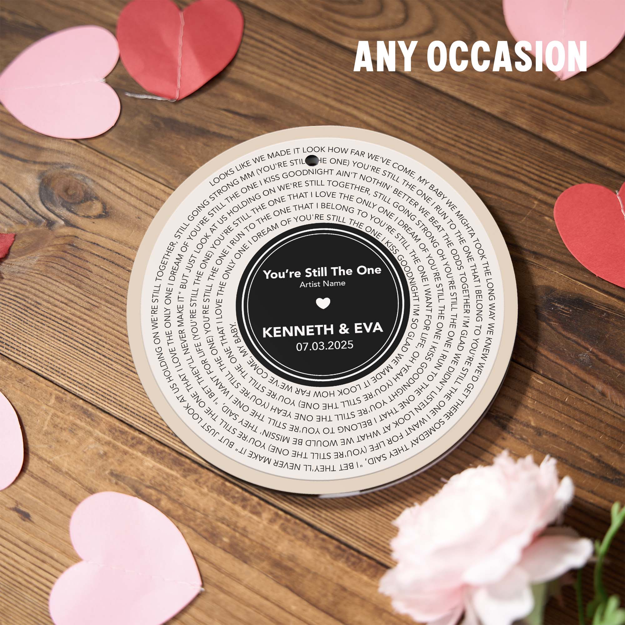 Personalized Music Playing Ornament with Vinyl Record Design