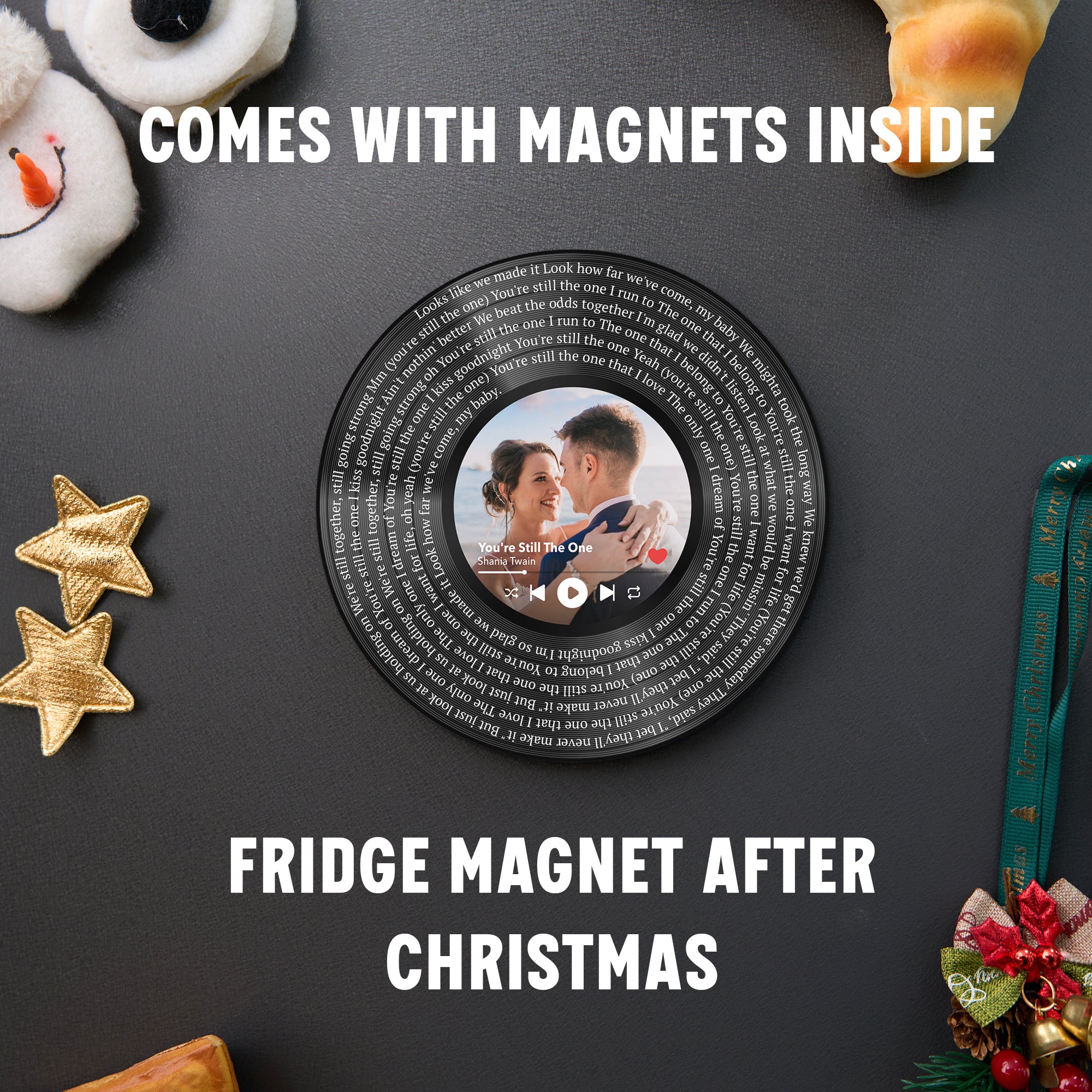 Personalized Music Playing Ornament with Vinyl Record Design