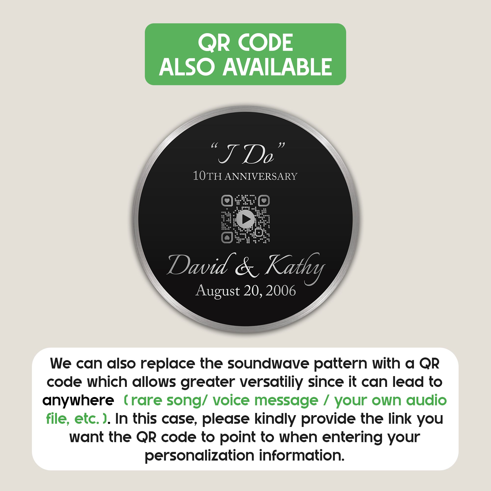 Custom Song Lyrics Aluminium Record With Scan To Play Feature