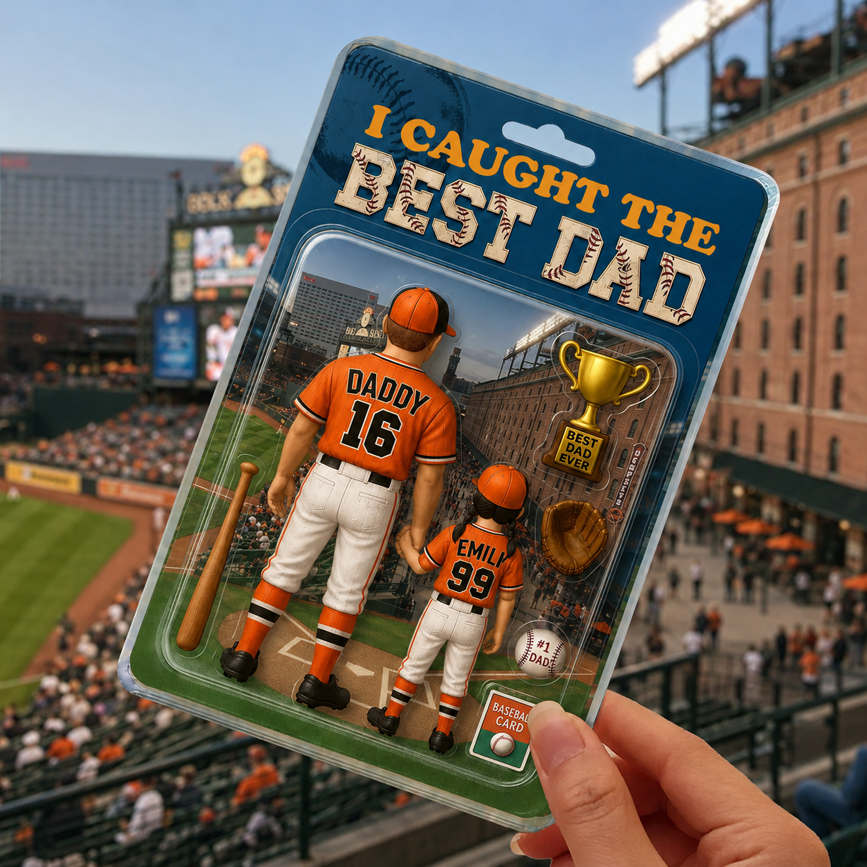 I Caught the Best Dad Baseball Acrylic Plaque, Trading Card Style Custom Action Figure Plaque, Custom Acrylic Block, Father's Day Dad Gift