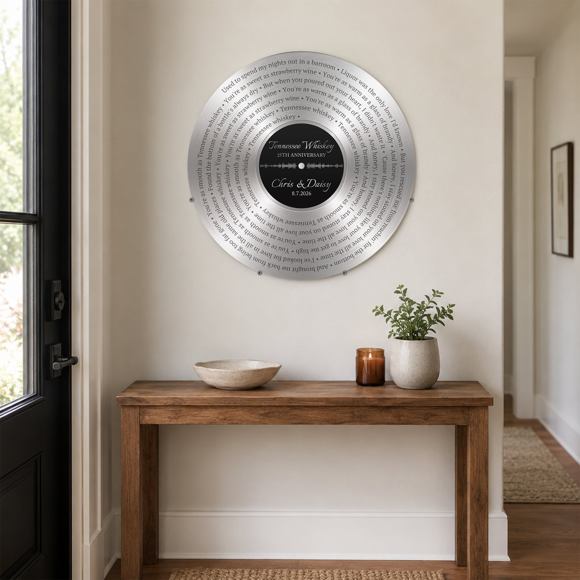 Custom Song Lyrics Aluminium Record With Scan To Play Feature