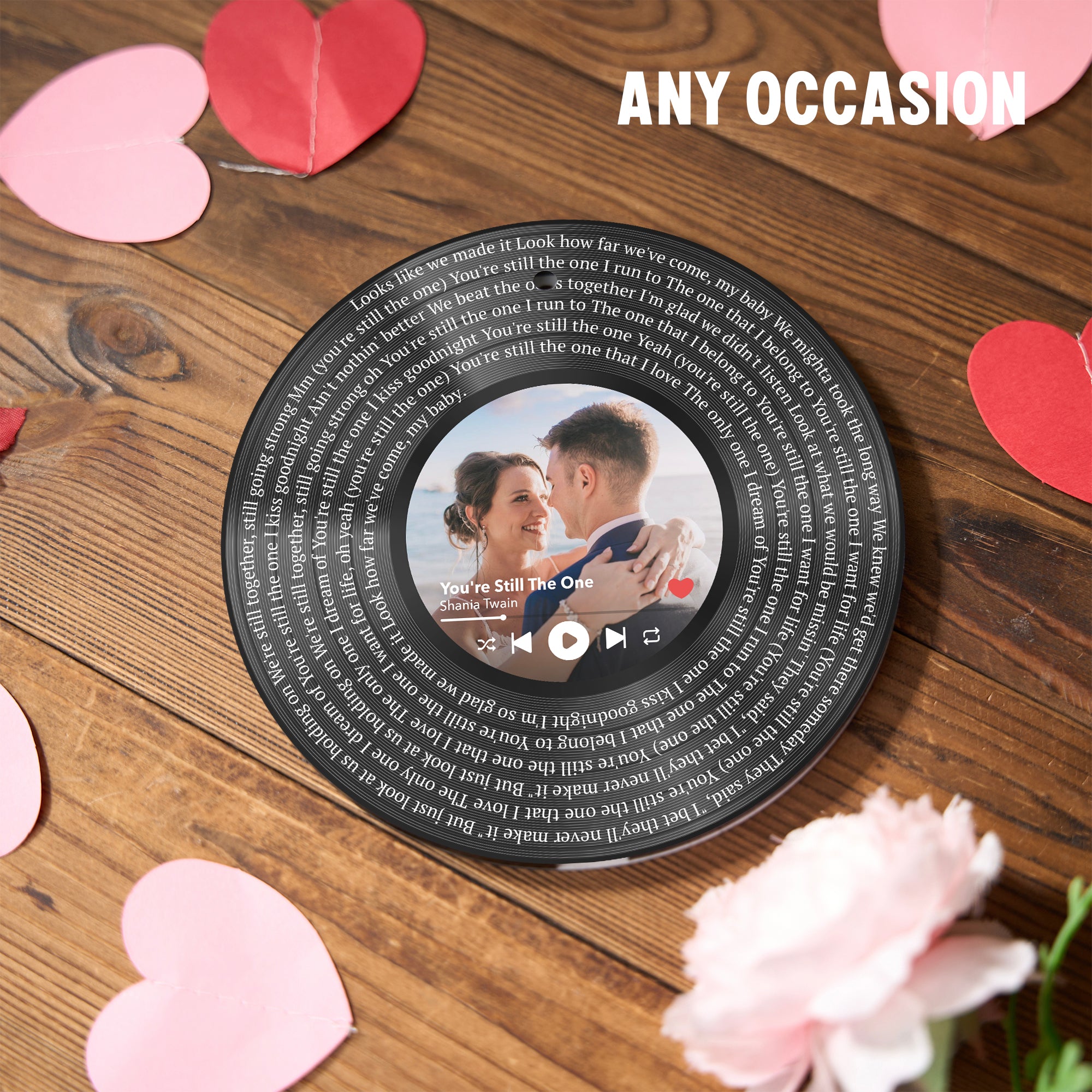 Personalized Music Playing Ornament with Vinyl Record Design