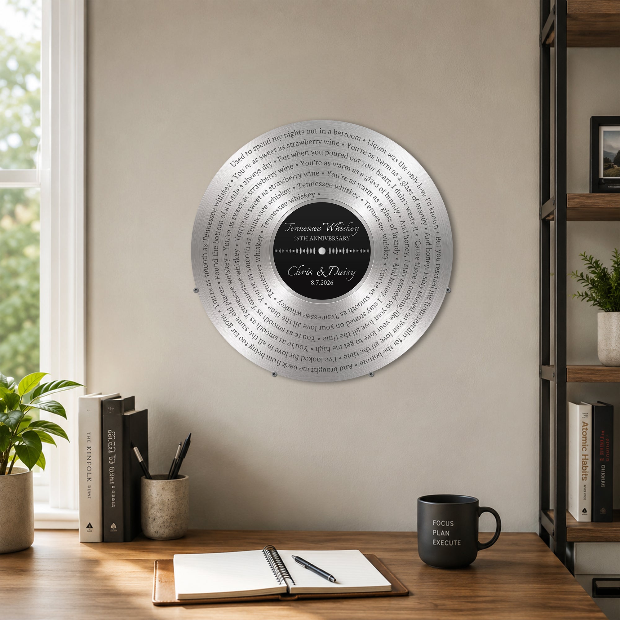 Custom Song Lyrics Aluminium Record With Scan To Play Feature