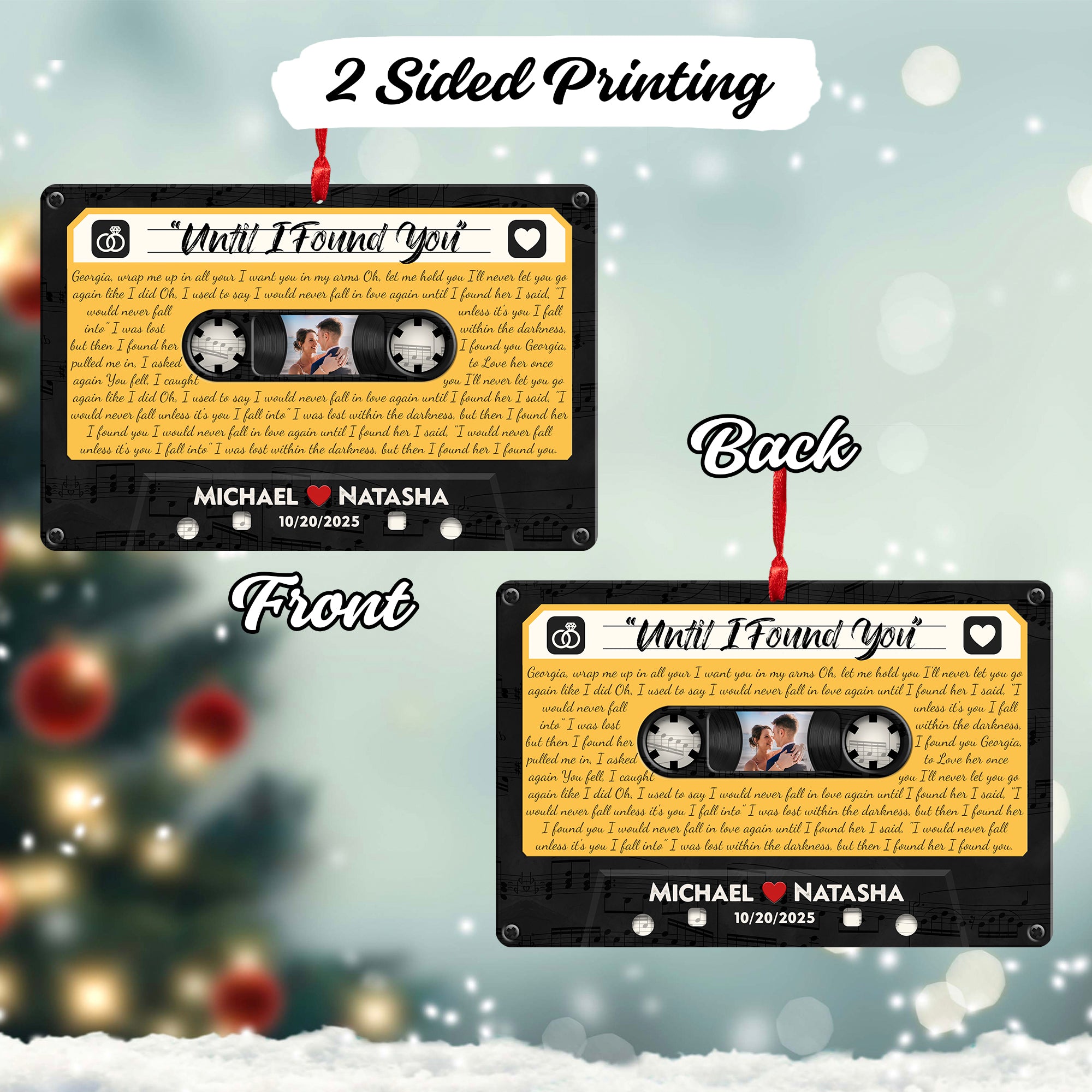 Personalized Music Playing Ornament with Cassette Tape Design