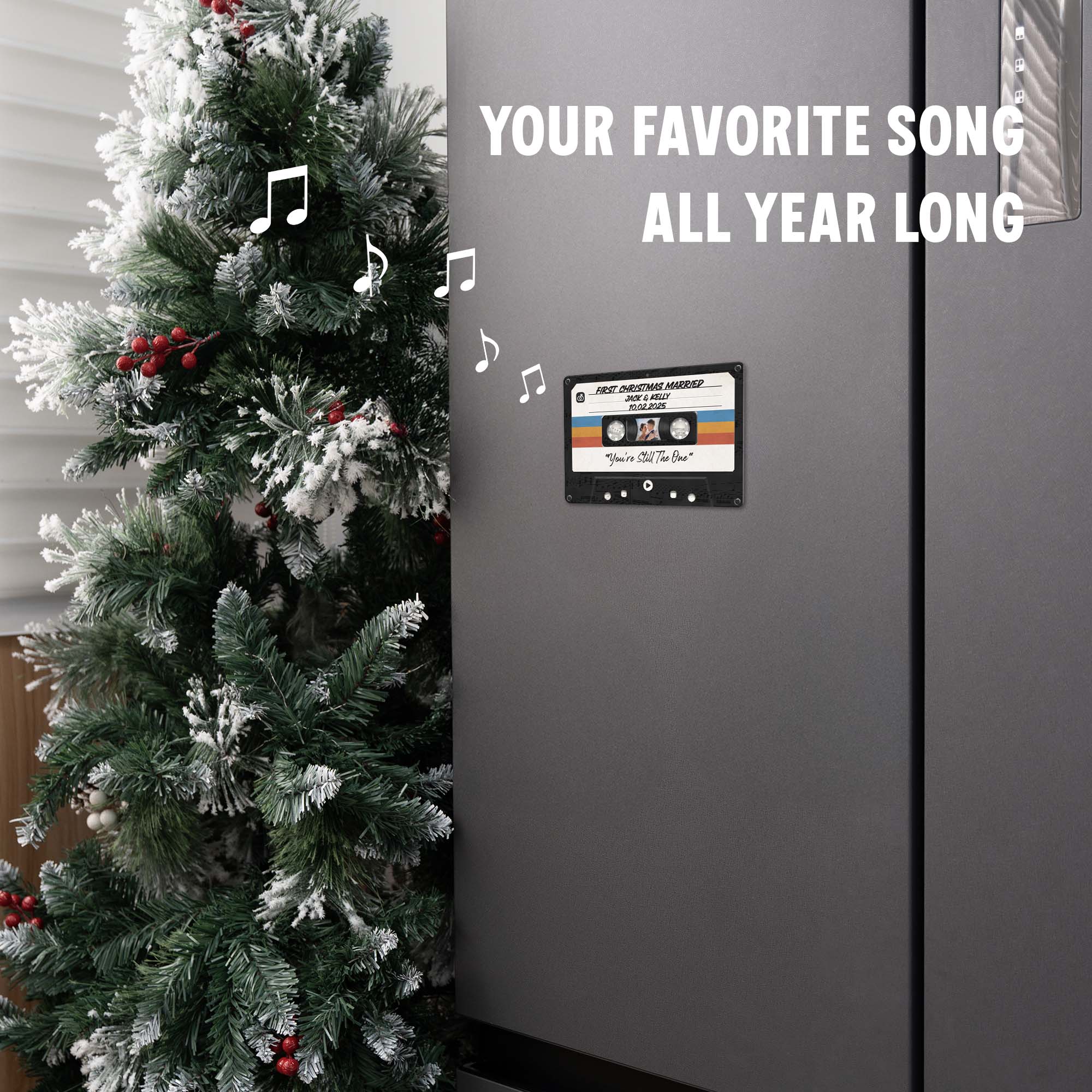 Personalized Music Playing Ornament with Cassette Tape Design