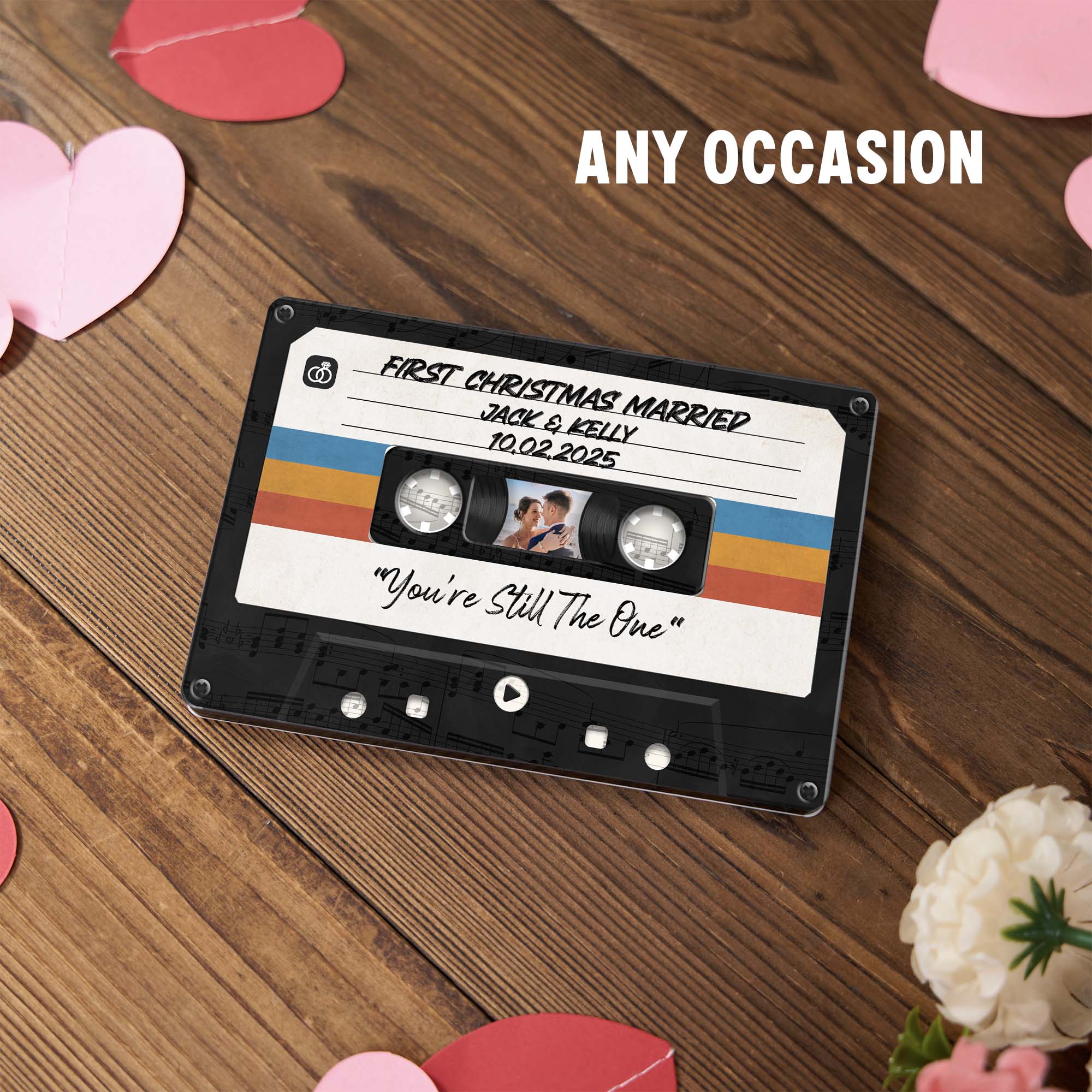 Personalized Music Playing Ornament with Cassette Tape Design