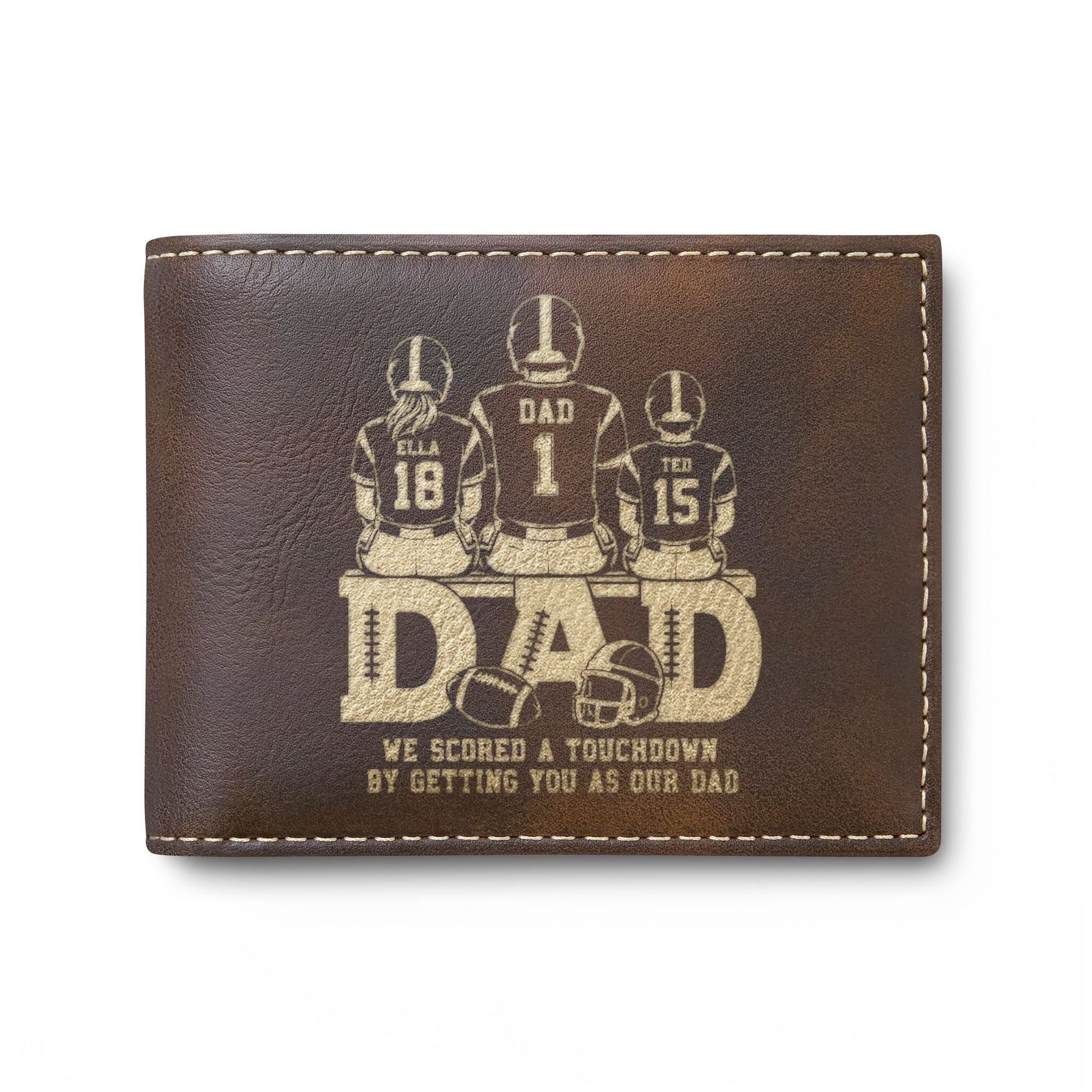 Personalized Wallet for Football Dad - WE SCORED A TOUCHDOWN BY GETTING YOU AS OUR DAD
