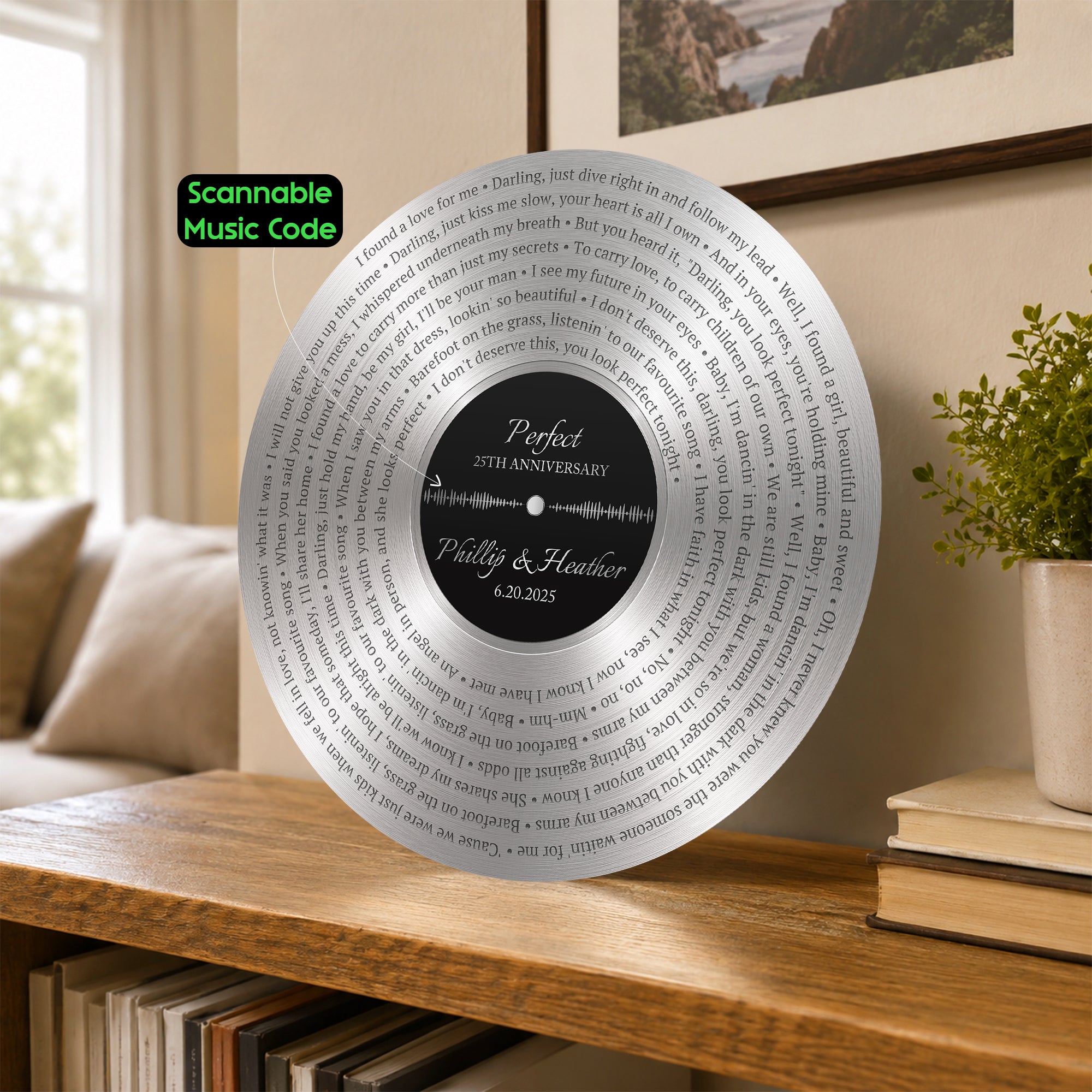 Custom Song Lyrics Aluminium Record With Scan To Play Feature