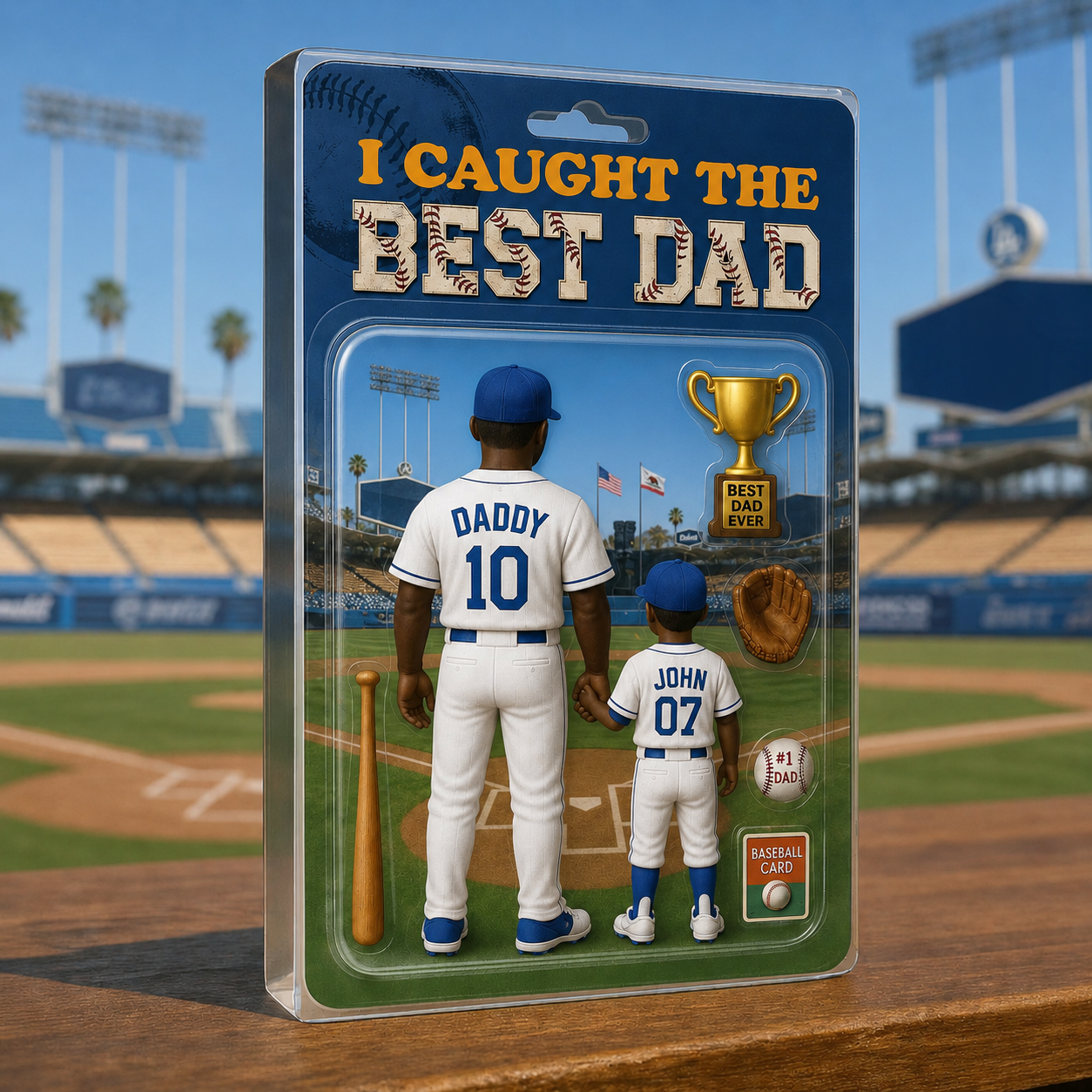 I Caught the Best Dad Baseball Acrylic Plaque, Trading Card Style Custom Action Figure Plaque, Custom Acrylic Block, Father's Day Dad Gift