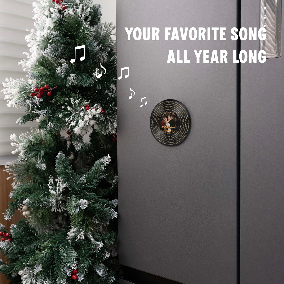 Personalized Music Playing Ornament with Vinyl Record Design