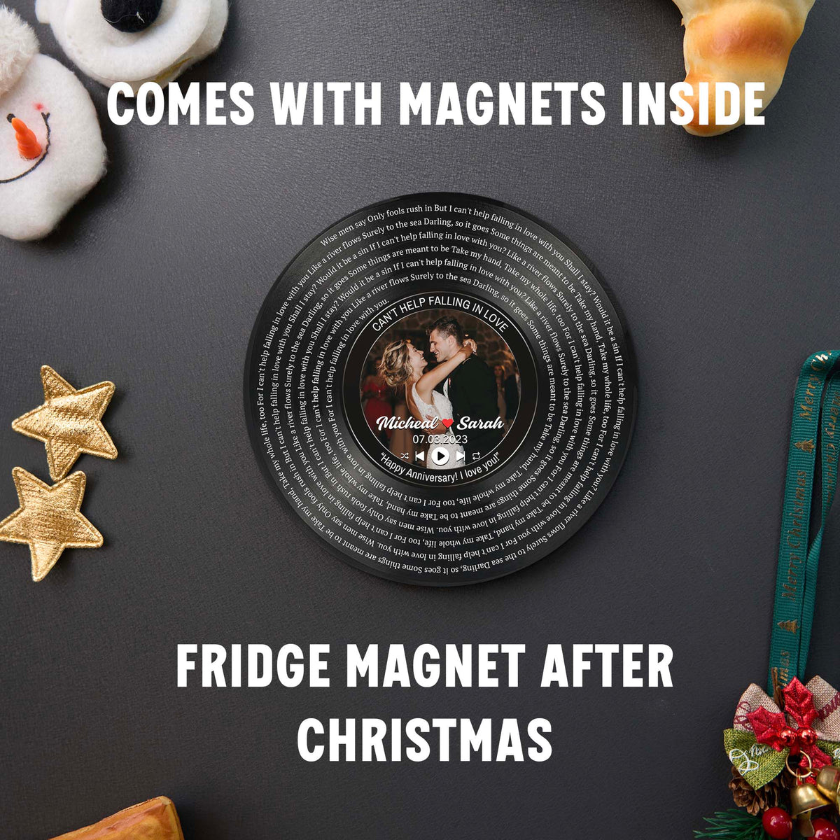 Personalized Music Playing Ornament with Vinyl Record Design