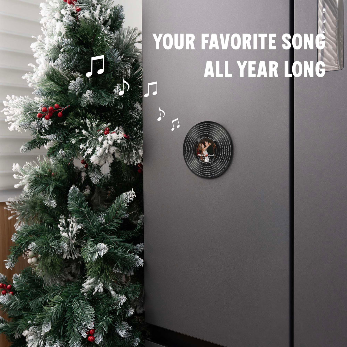Personalized Music Playing Ornament with Vinyl Record Design