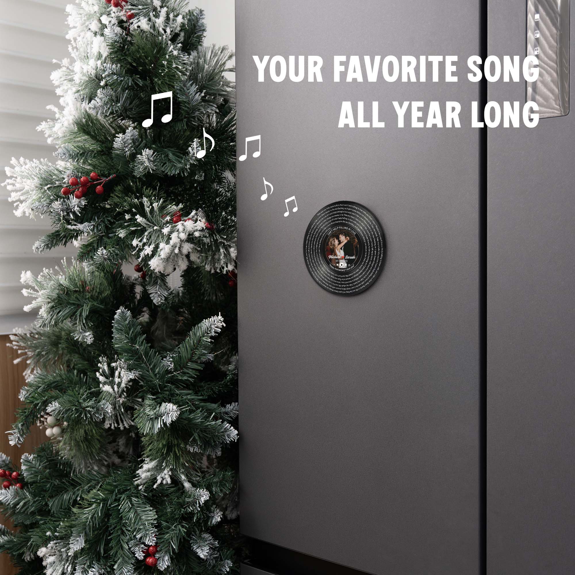 Personalized Music Playing Ornament with Vinyl Record Design