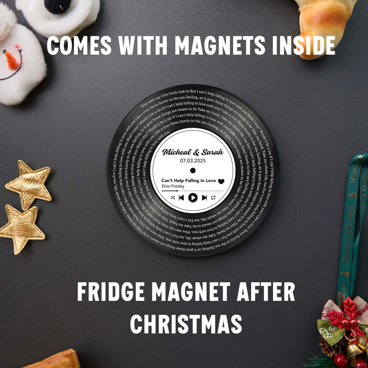 Personalized Music Playing Ornament with Vinyl Record Design