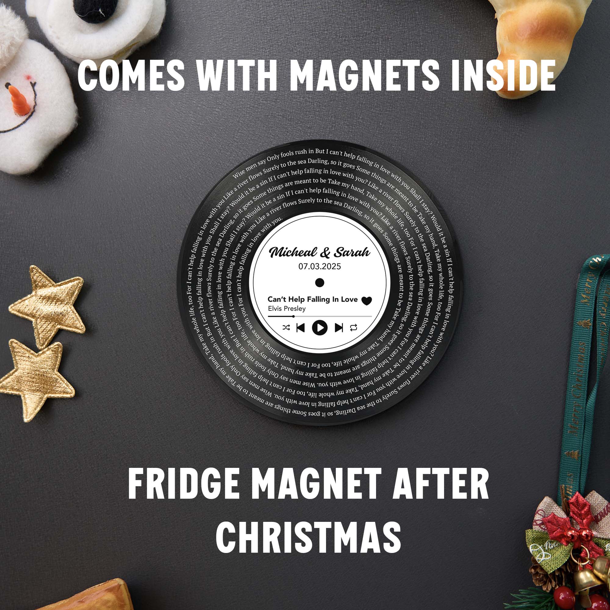 Personalized Music Playing Ornament with Vinyl Record Design