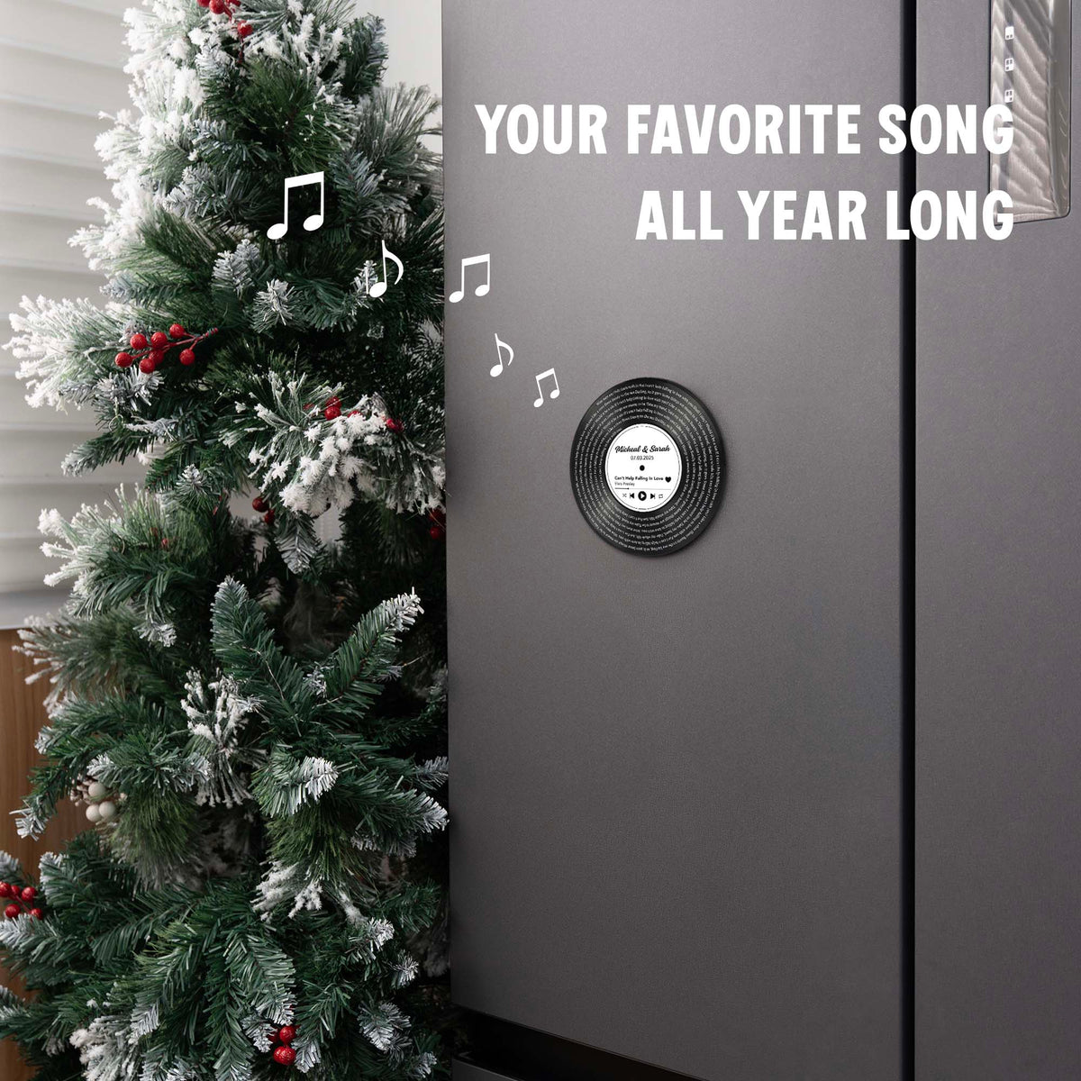 Personalized Music Playing Ornament with Vinyl Record Design
