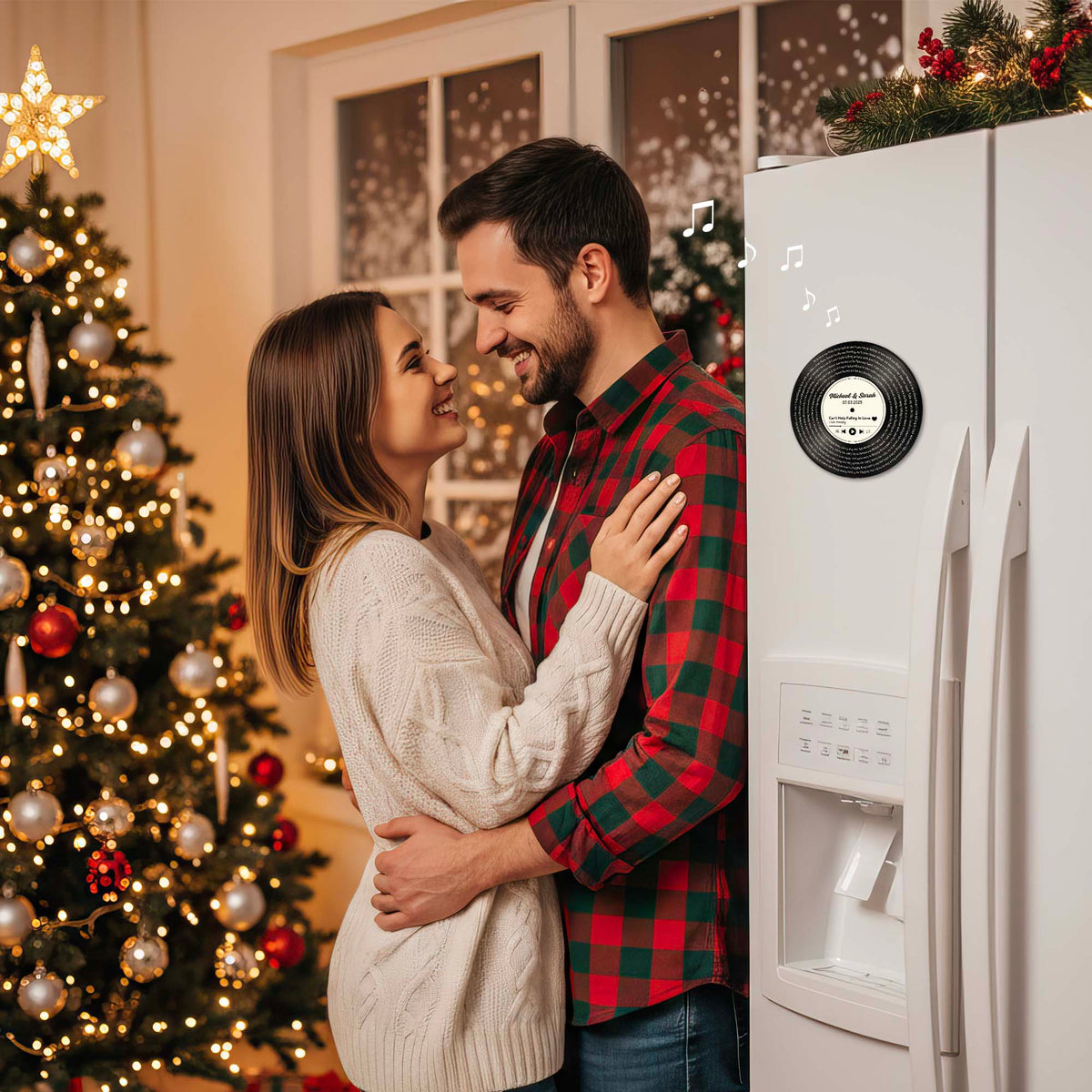 Personalized Music Playing Ornament with Vinyl Record Design