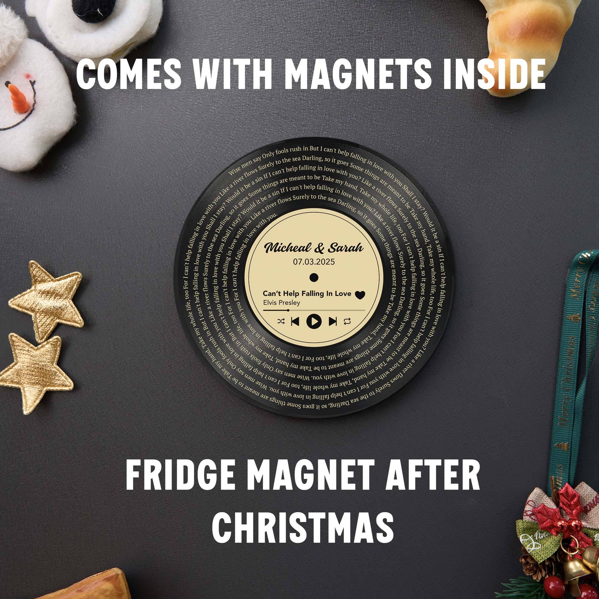 Personalized Music Playing Ornament with Vinyl Record Design