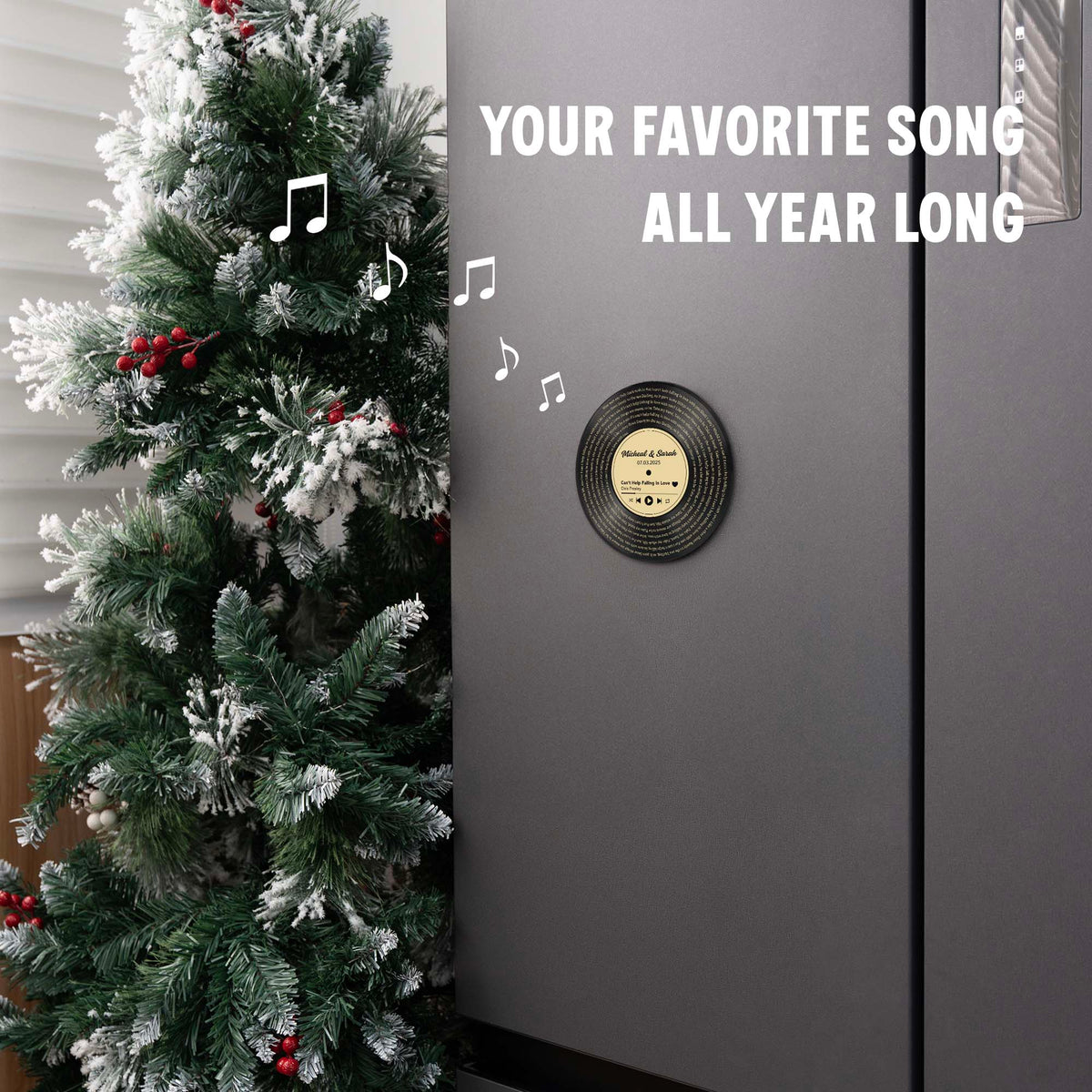 Personalized Music Playing Ornament with Vinyl Record Design