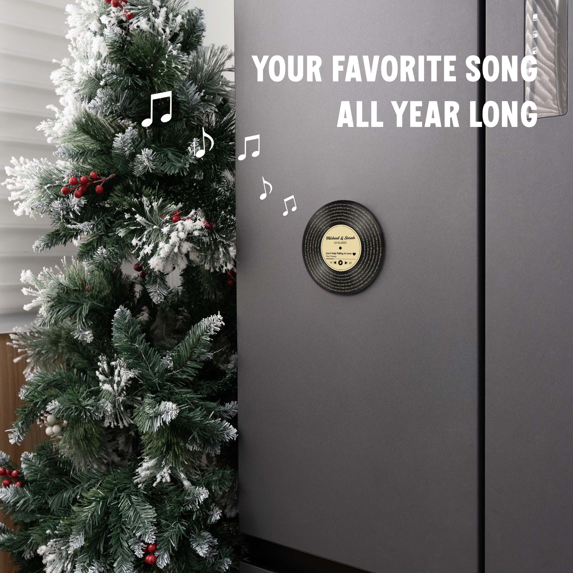 Personalized Music Playing Ornament with Vinyl Record Design