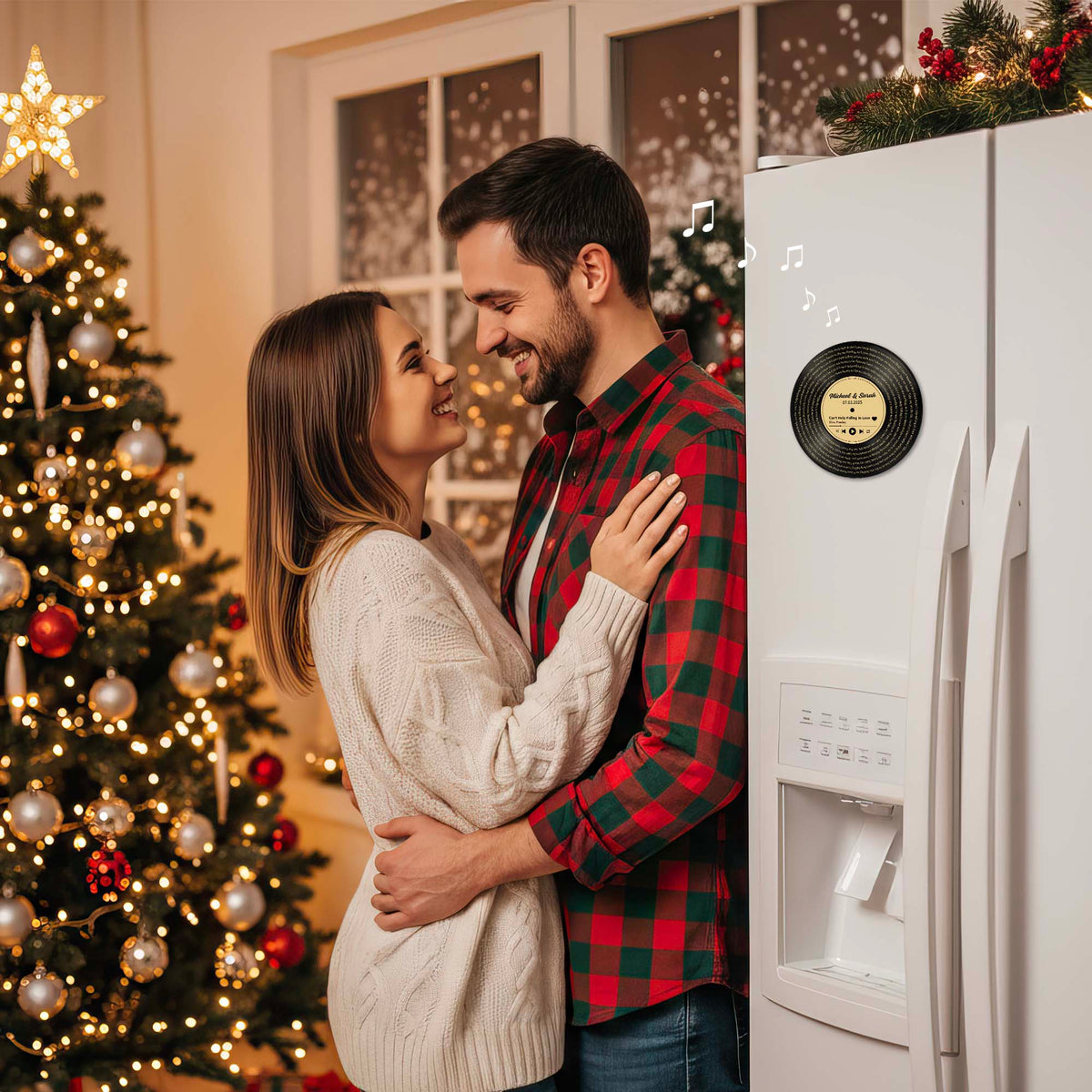 Personalized Music Playing Ornament with Vinyl Record Design