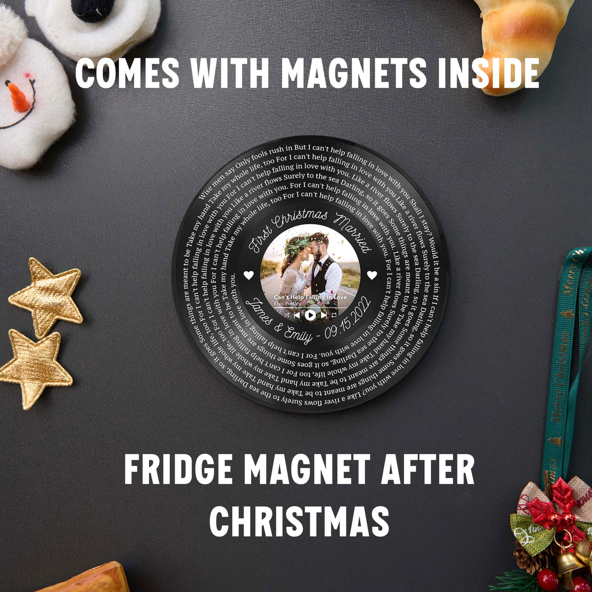 Personalized Music Playing Ornament with Vinyl Record Design