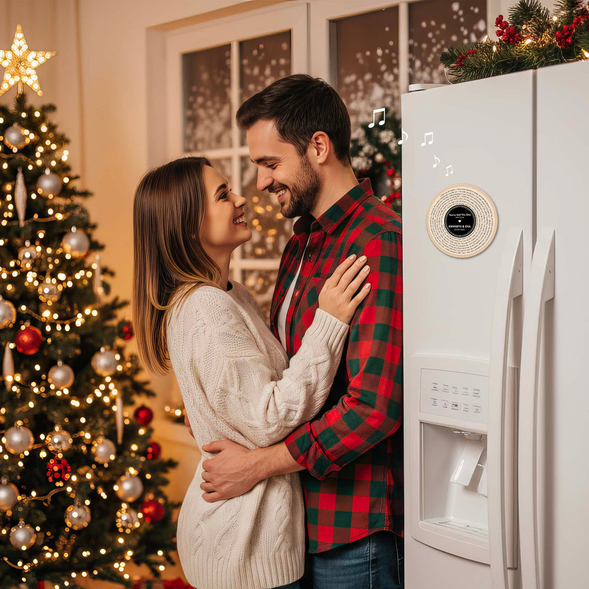 Personalized Music Playing Ornament with Vinyl Record Design