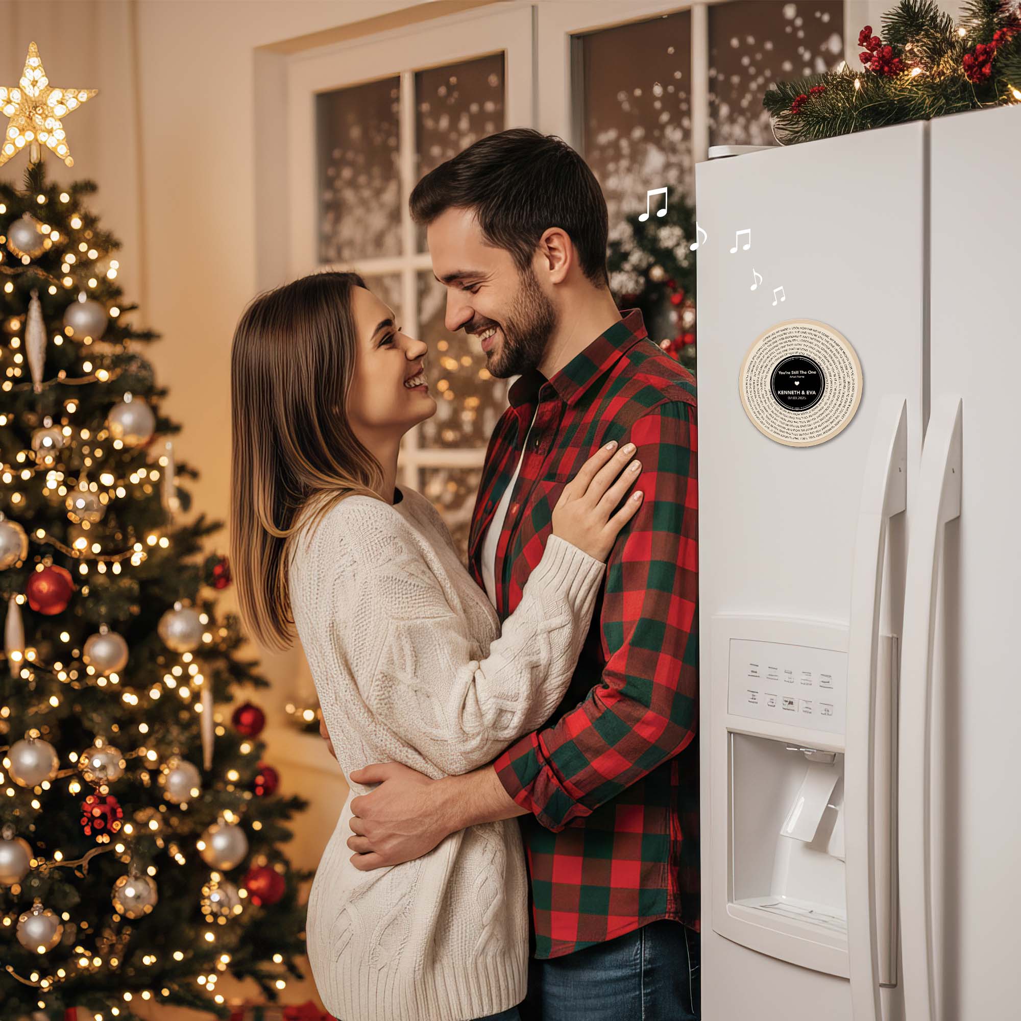 Personalized Music Playing Ornament with Vinyl Record Design