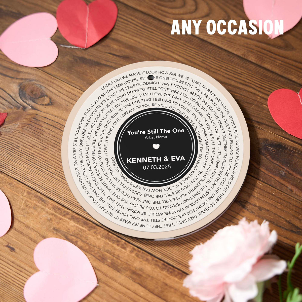 Personalized Music Playing Ornament with Vinyl Record Design