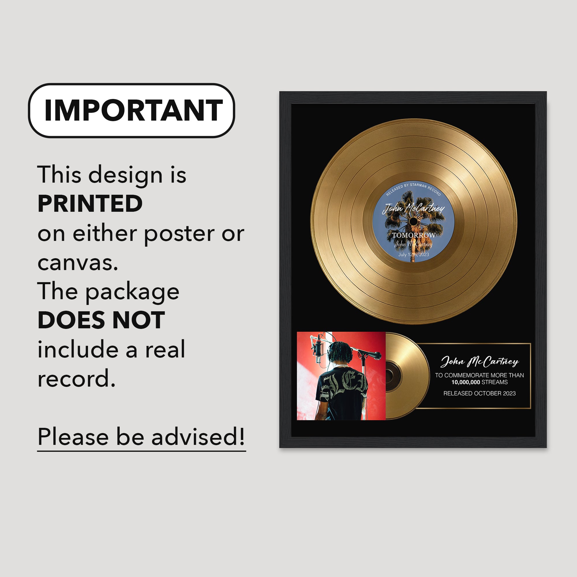 Personalized Plaque, Custom Plaque, Vinyl Record Plaque, Framed Poster Award, Personalized Vinyl, Music Gift, Music Plaque custom