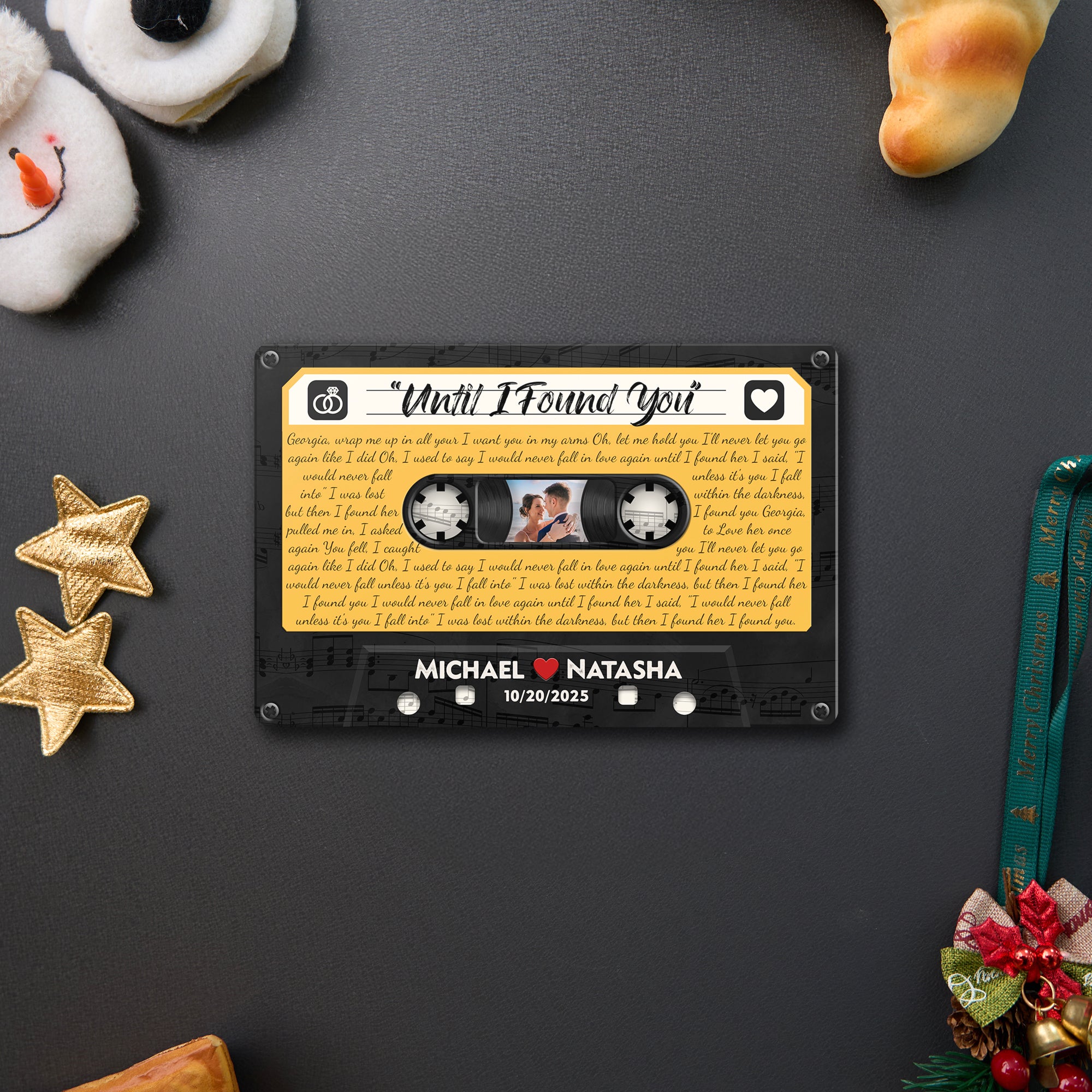 Personalized Music Playing Ornament with Cassette Tape Design