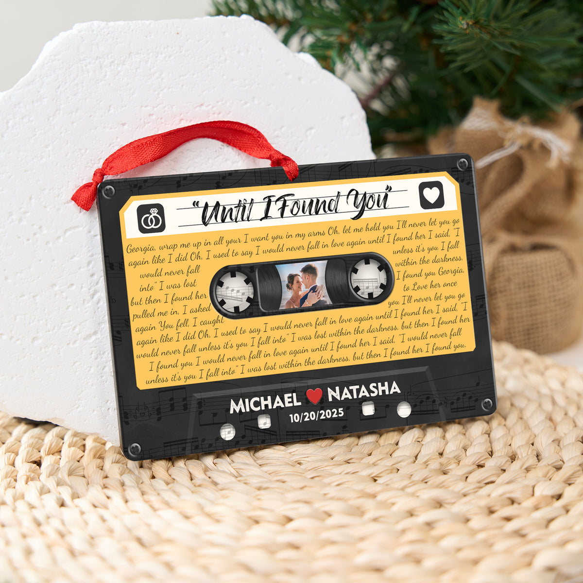 Personalized Music Playing Ornament with Cassette Tape Design