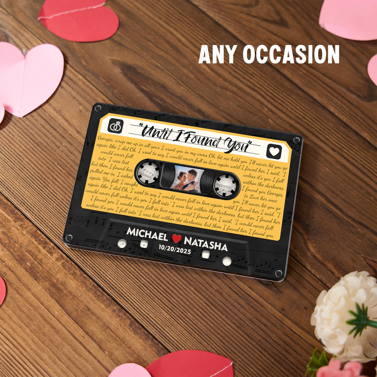 Personalized Music Playing Ornament with Cassette Tape Design