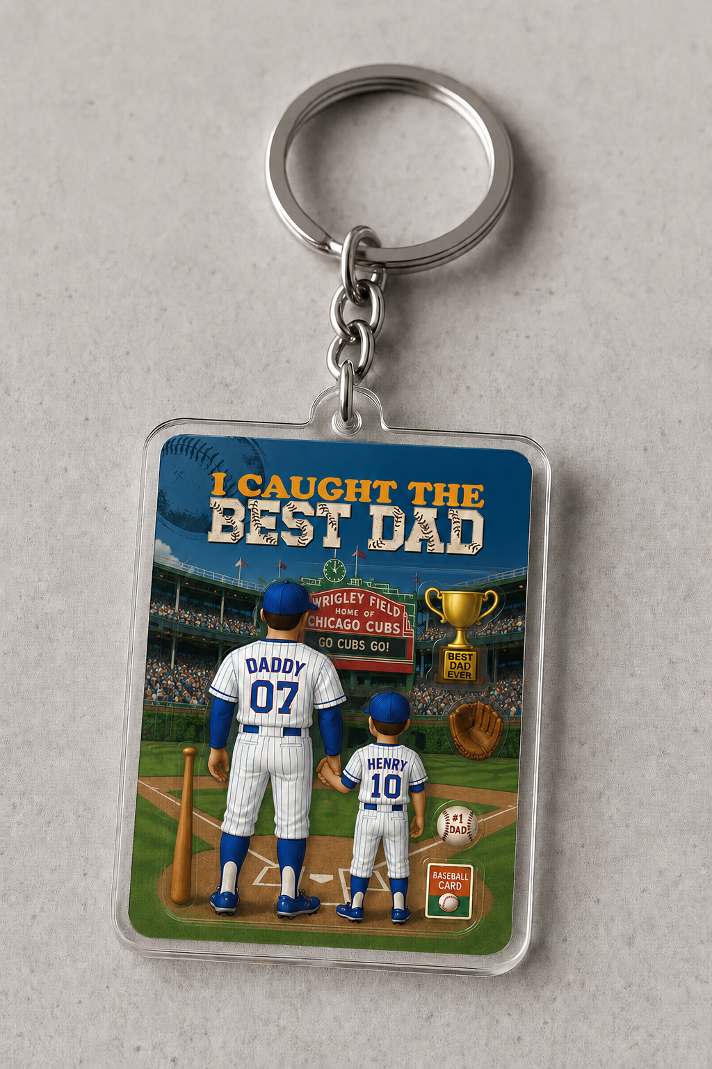 I Caught the Best Dad Baseball Acrylic Plaque, Trading Card Style Custom Action Figure Plaque, Custom Acrylic Block, Father's Day Dad Gift