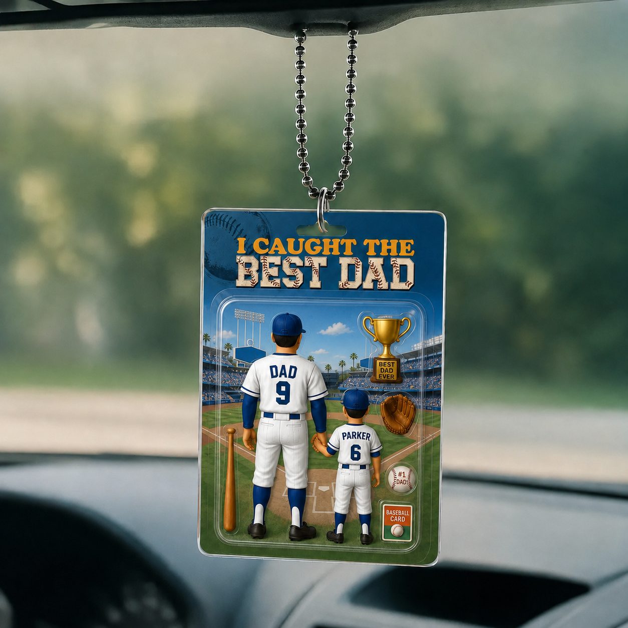 I Caught the Best Dad Baseball Acrylic Plaque, Trading Card Style Custom Action Figure Plaque, Custom Acrylic Block, Father's Day Dad Gift