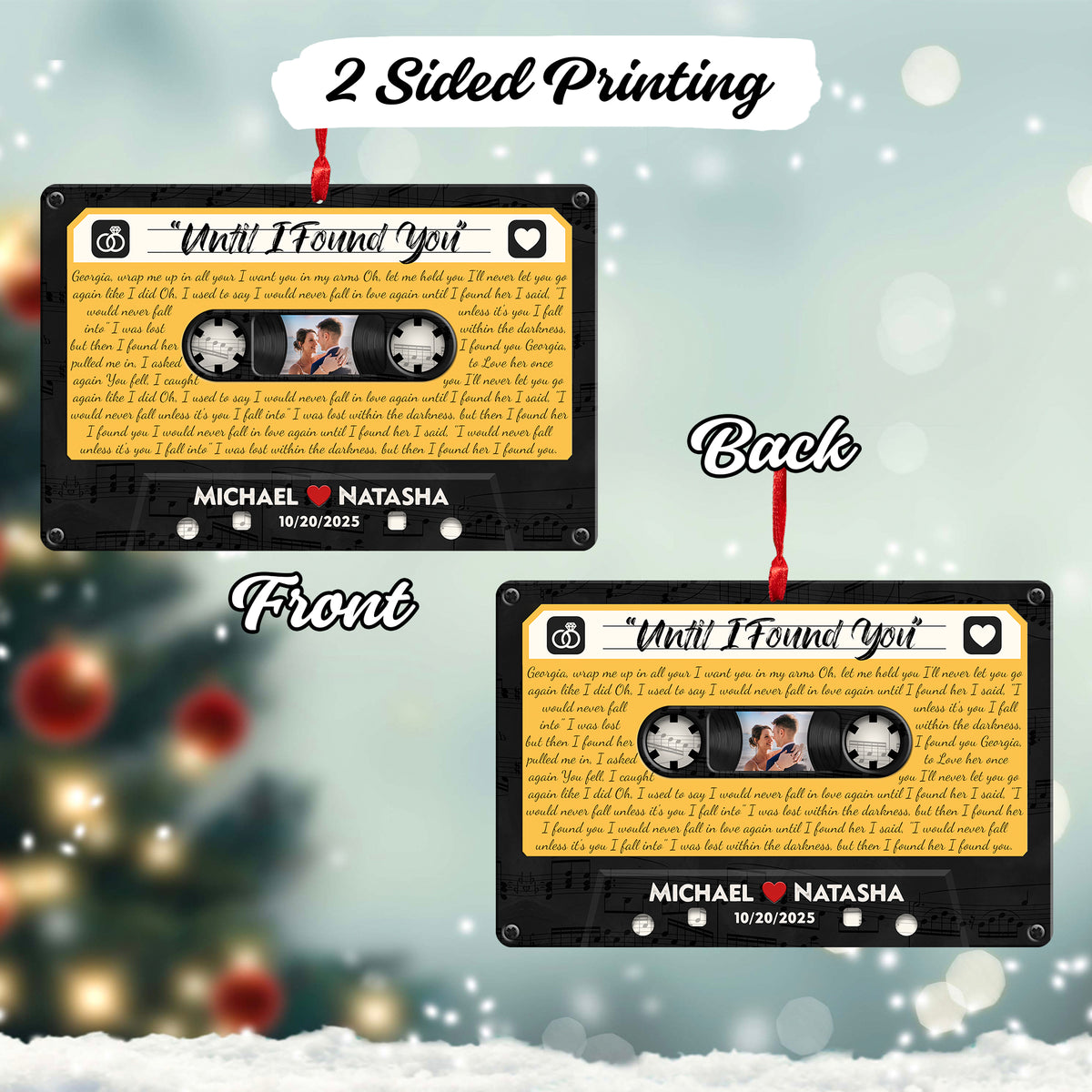 Personalized Music Playing Ornament with Cassette Tape Design