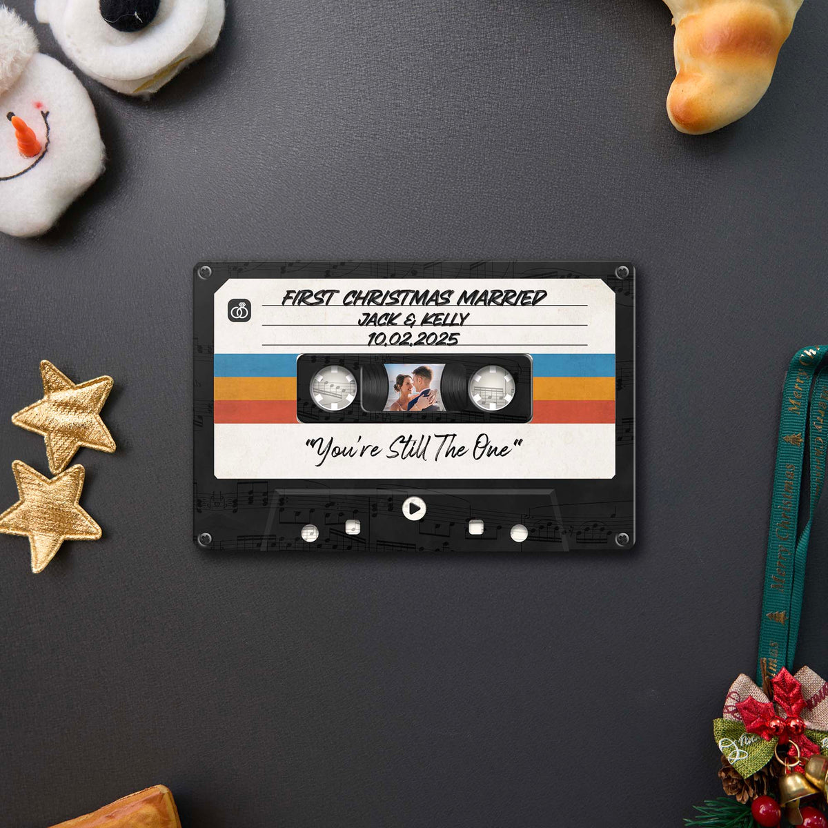 Personalized Music Playing Ornament with Cassette Tape Design
