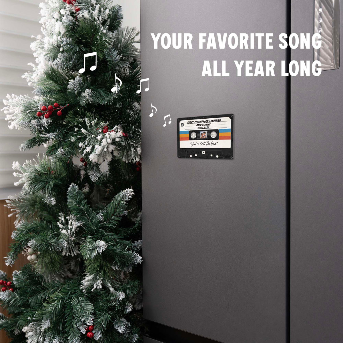 Personalized Music Playing Ornament with Cassette Tape Design