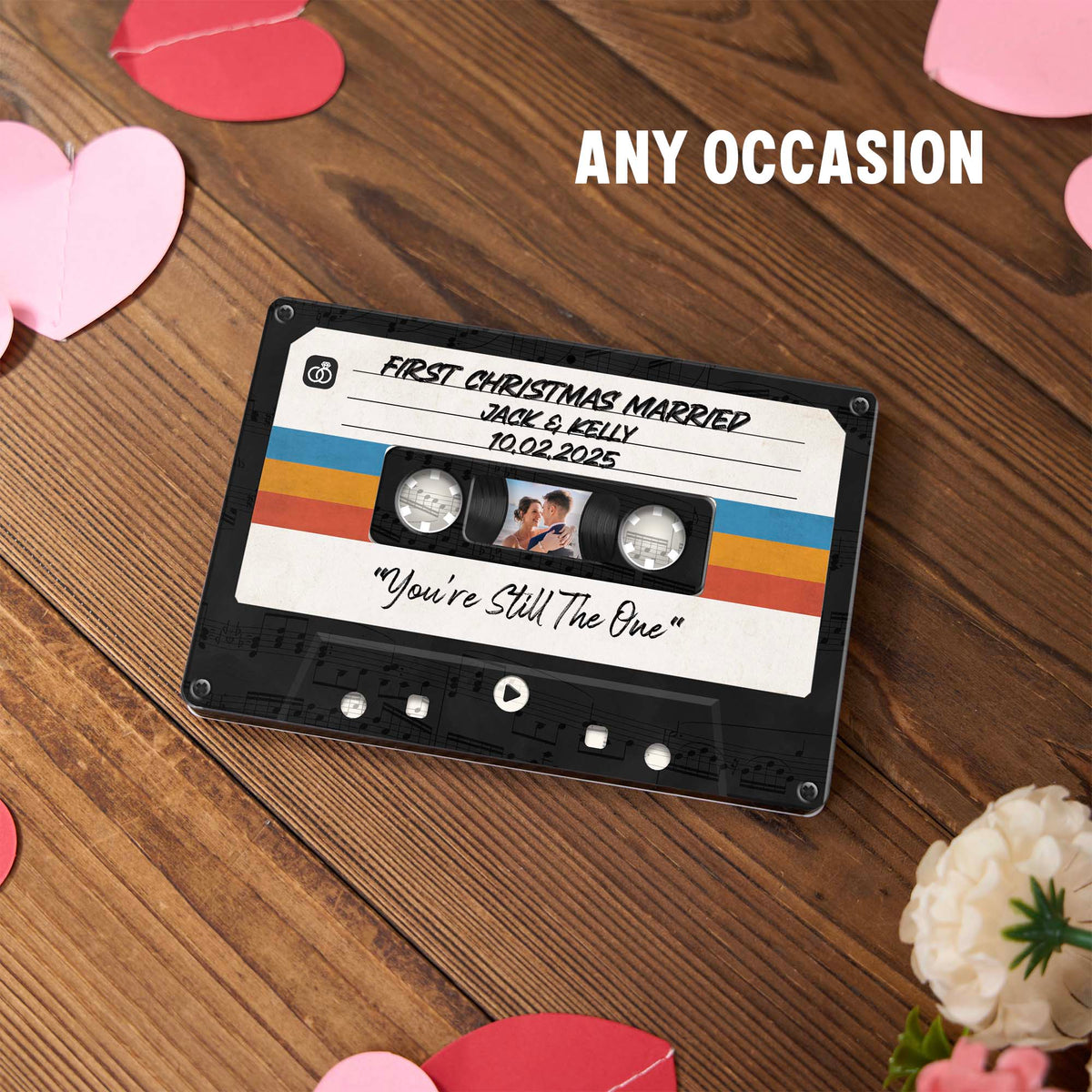 Personalized Music Playing Ornament with Cassette Tape Design