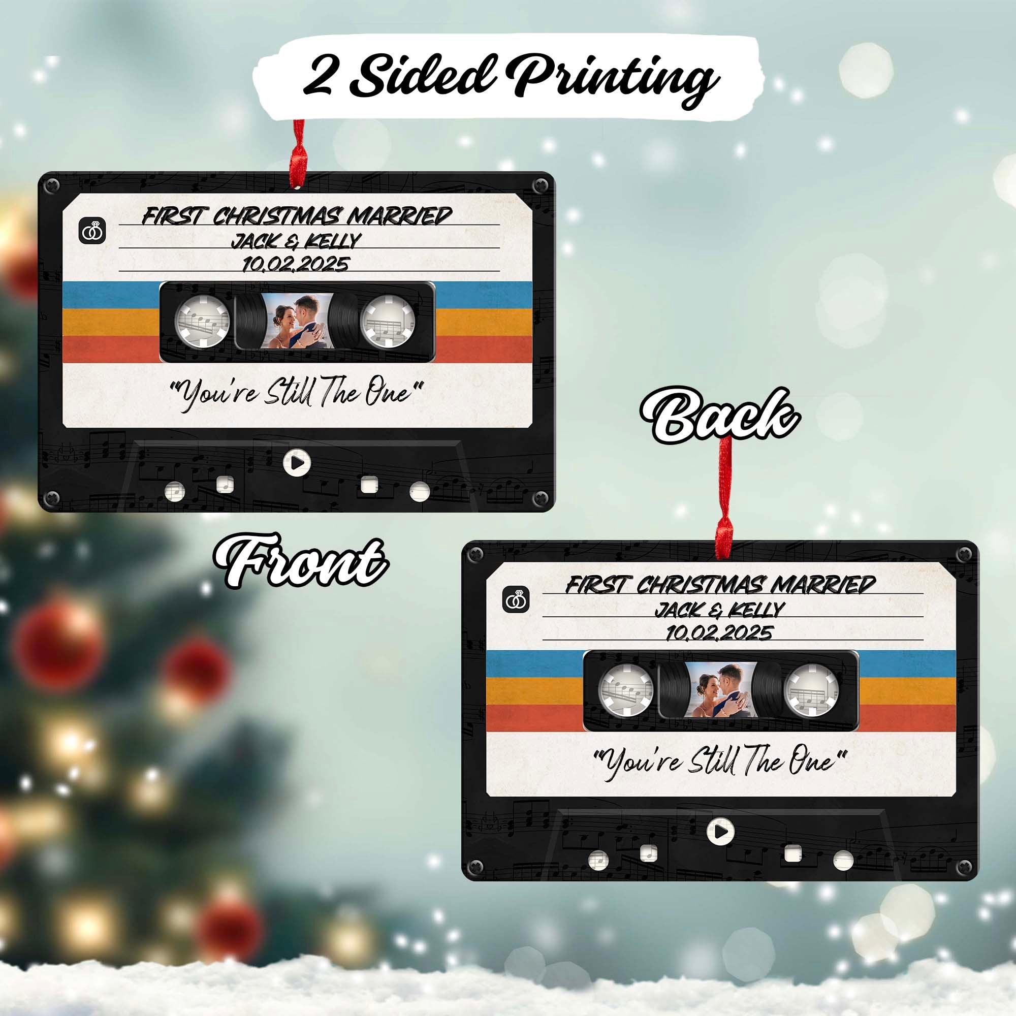 Personalized Music Playing Ornament with Cassette Tape Design